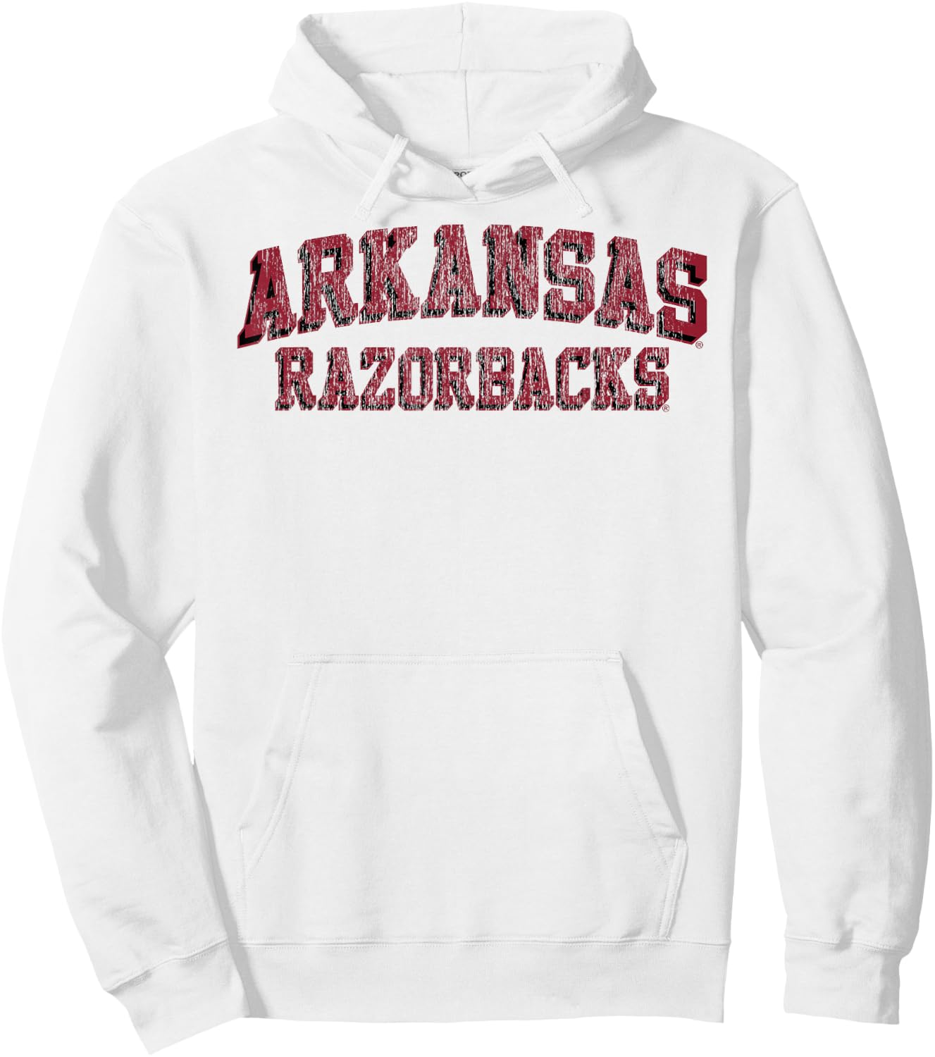 Elite Authentics Arkansas Razorbacks Retro Arch Officially Licensed , Small, Grey Hoodie - Hoodie | White