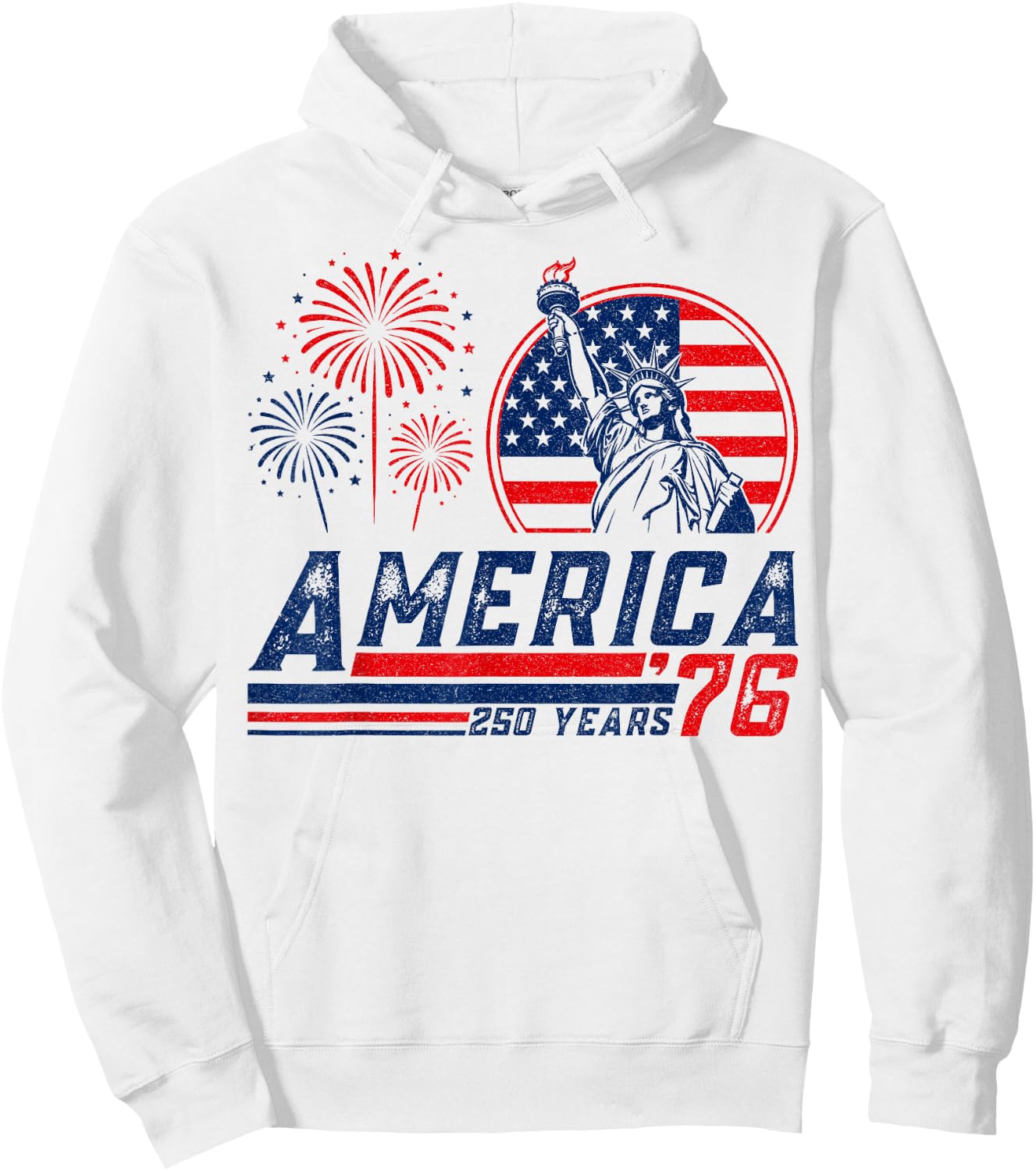 America Retro 250th Anniversary USA 1776 2026 4th of July Hoodie - Hoodie | White
