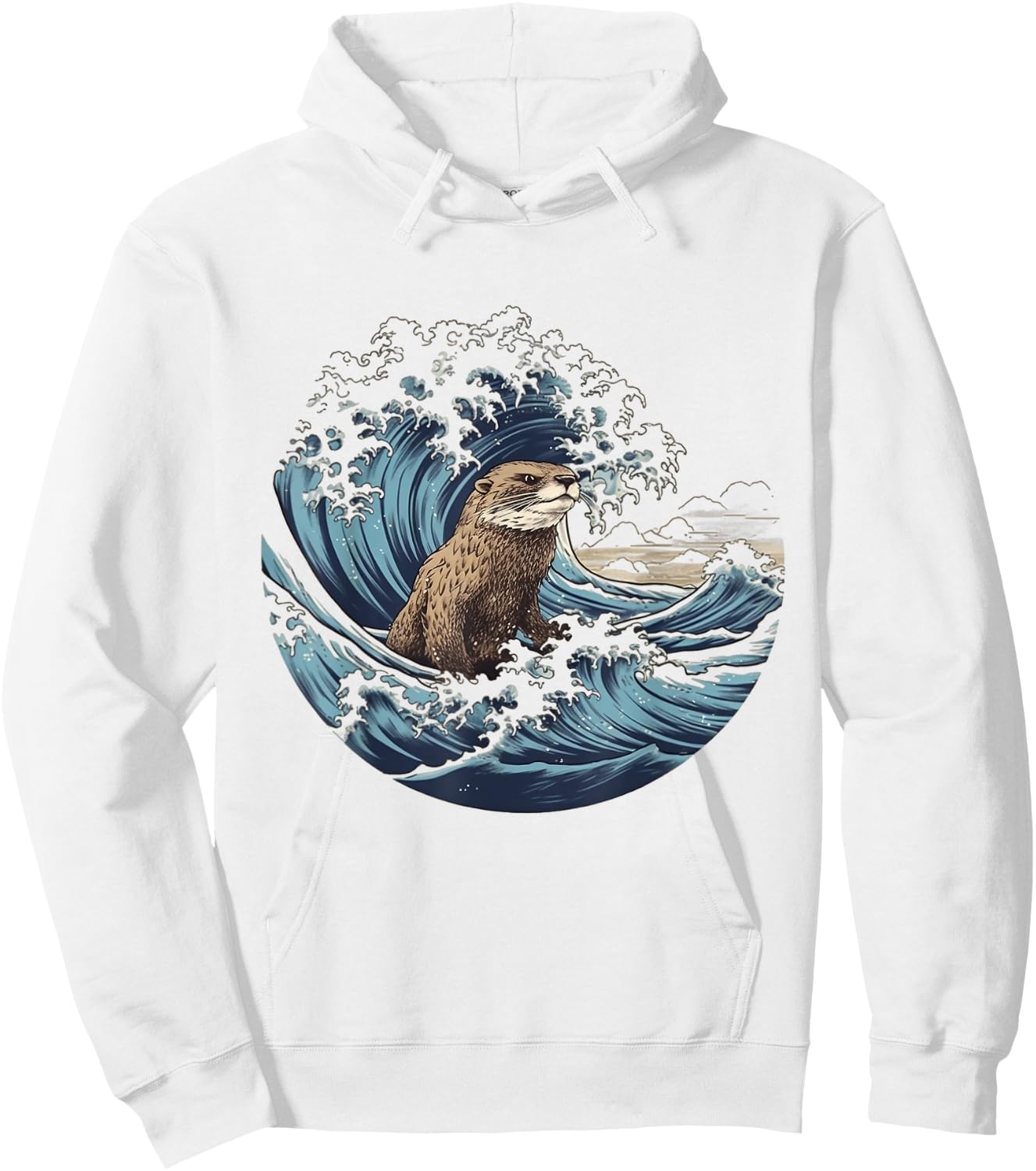 River Otter The Great Wave Of Kanagawa Hoodie - Hoodie | White