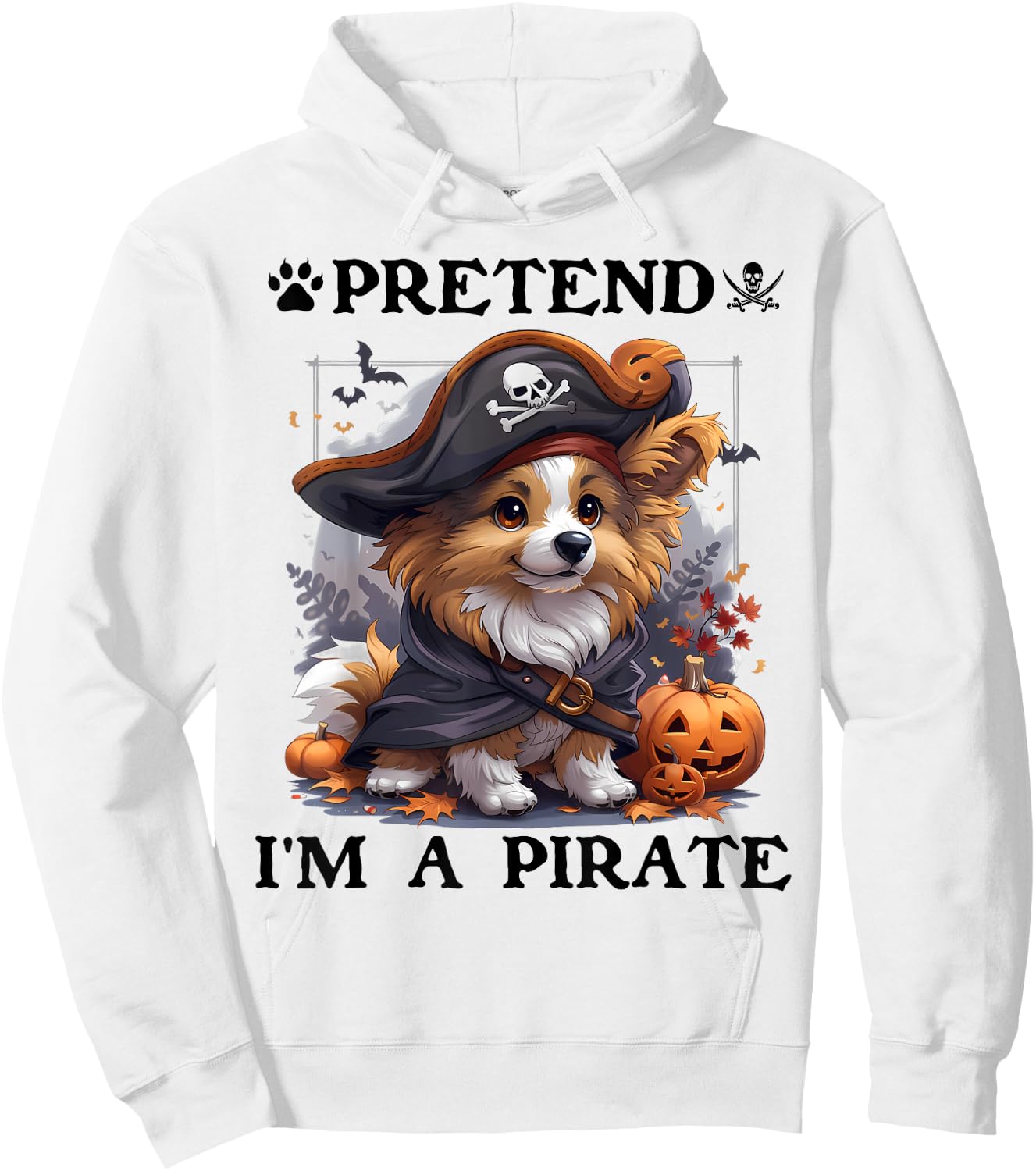 Pretend I'm A Pirate Shetland Sheepdog Halloween Pirate Men Women Kids Hoodie - Hoodie | White