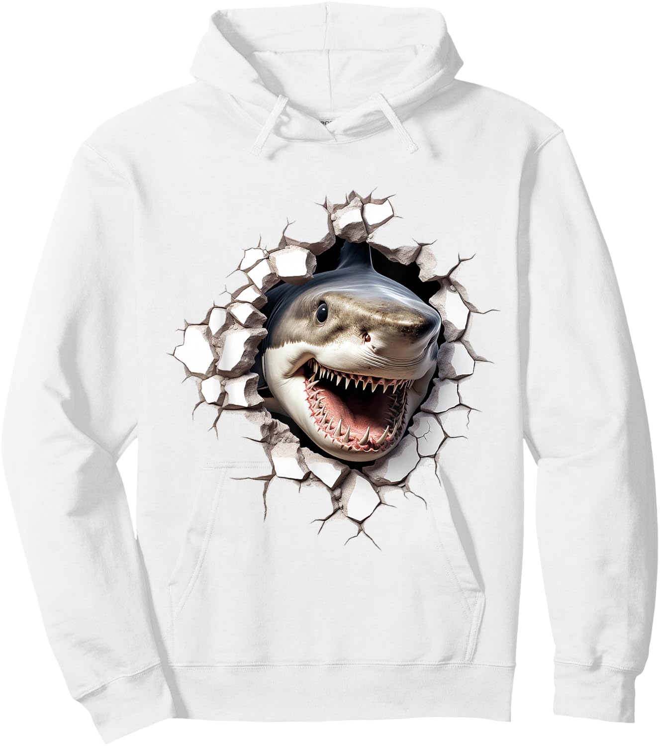Animal Print Shark Drawing Illustration Drawing , white, S Hoodie - Hoodie | White