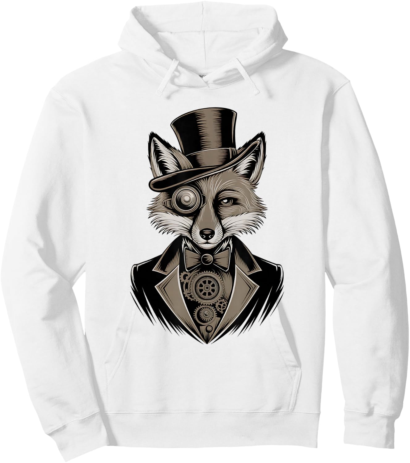 Elegant Fox with Cylinder and Monocle Classic Hoodie - Hoodie | White