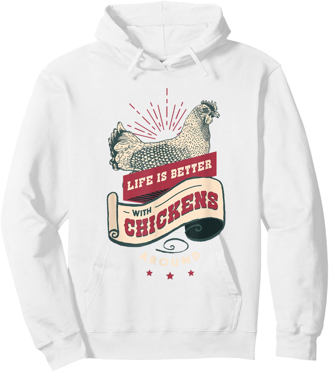 Live is Better with Chickens T Shirt Hoodie - Hoodie | White