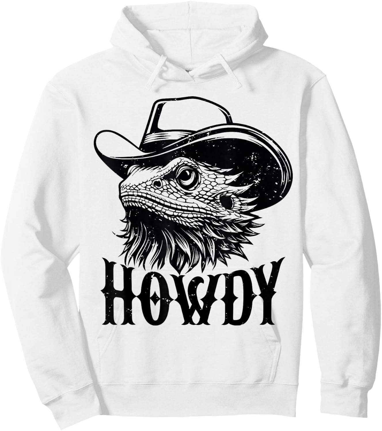 Howdy Funny Bearded Dragon Wearing Cowboy Hat Reptile Lover Hoodie - Hoodie | White