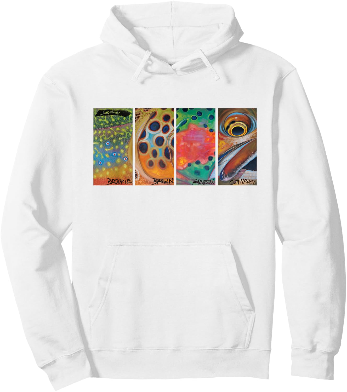 Cutthroat Rainbow Brook Brown Trout Derek DeYoung Hoodie - Hoodie | White