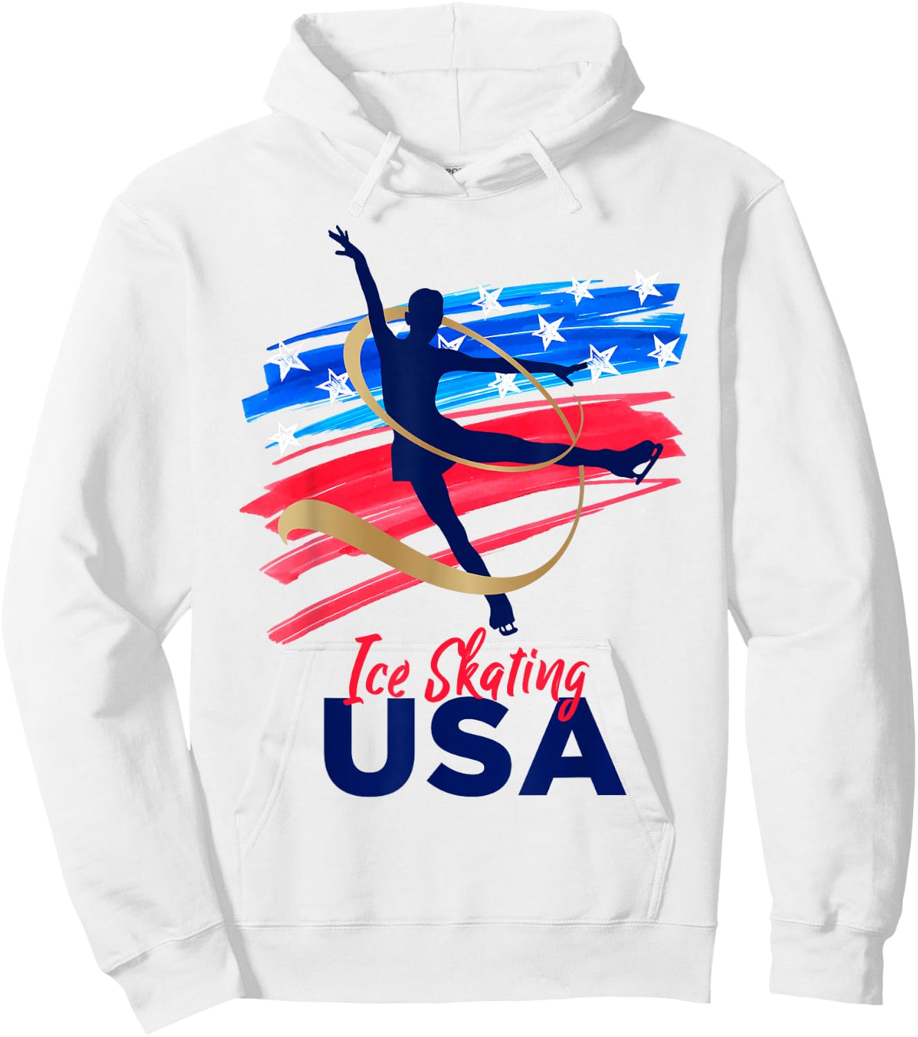 Ice Skating Dance Support The Team USA Flag Hoodie - Hoodie | White