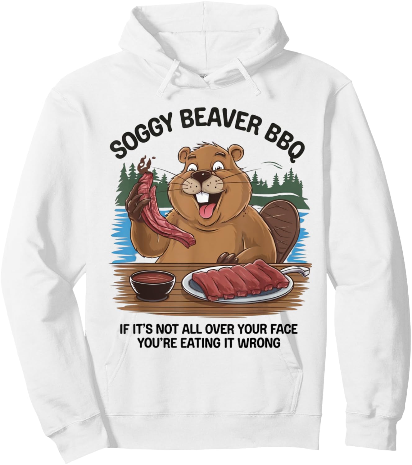 Soggy Beaver Bbq Hoodie - Hoodie | White