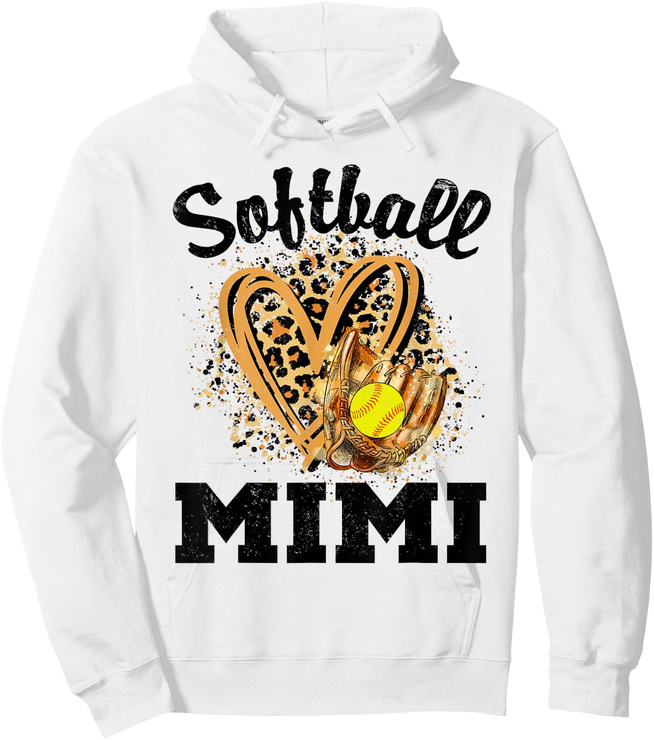 Softball Mimi Leopard Heart Grandma Hoodie - Hoodie | White