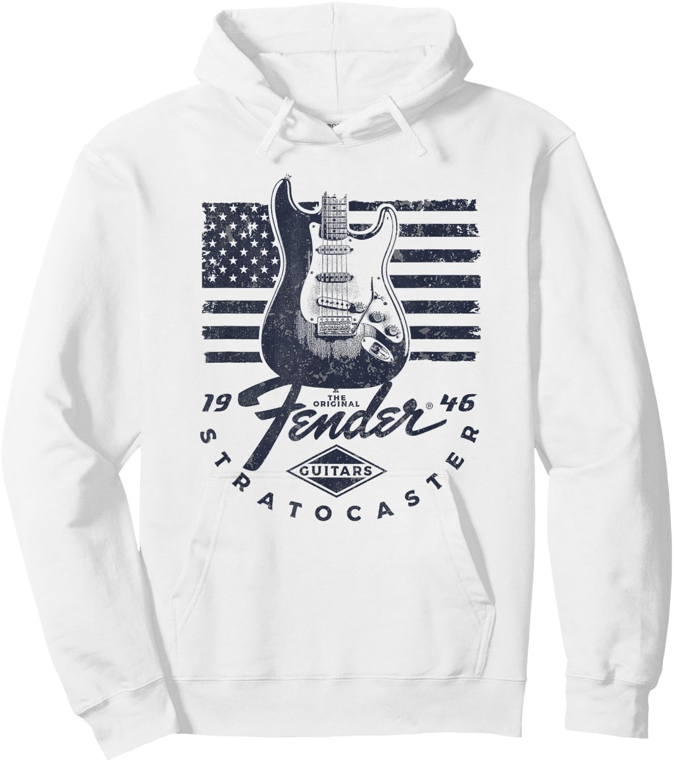 Fender 1946 Stratocaster American Flag Backdrop Hoodie - Hoodie | White