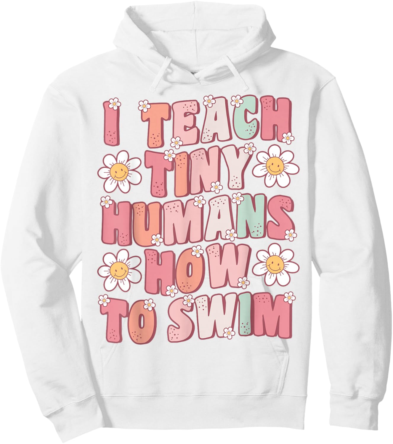 I Teach Tiny Humans To Swim Instructor Groovy Retro Swimming Hoodie - Hoodie | White