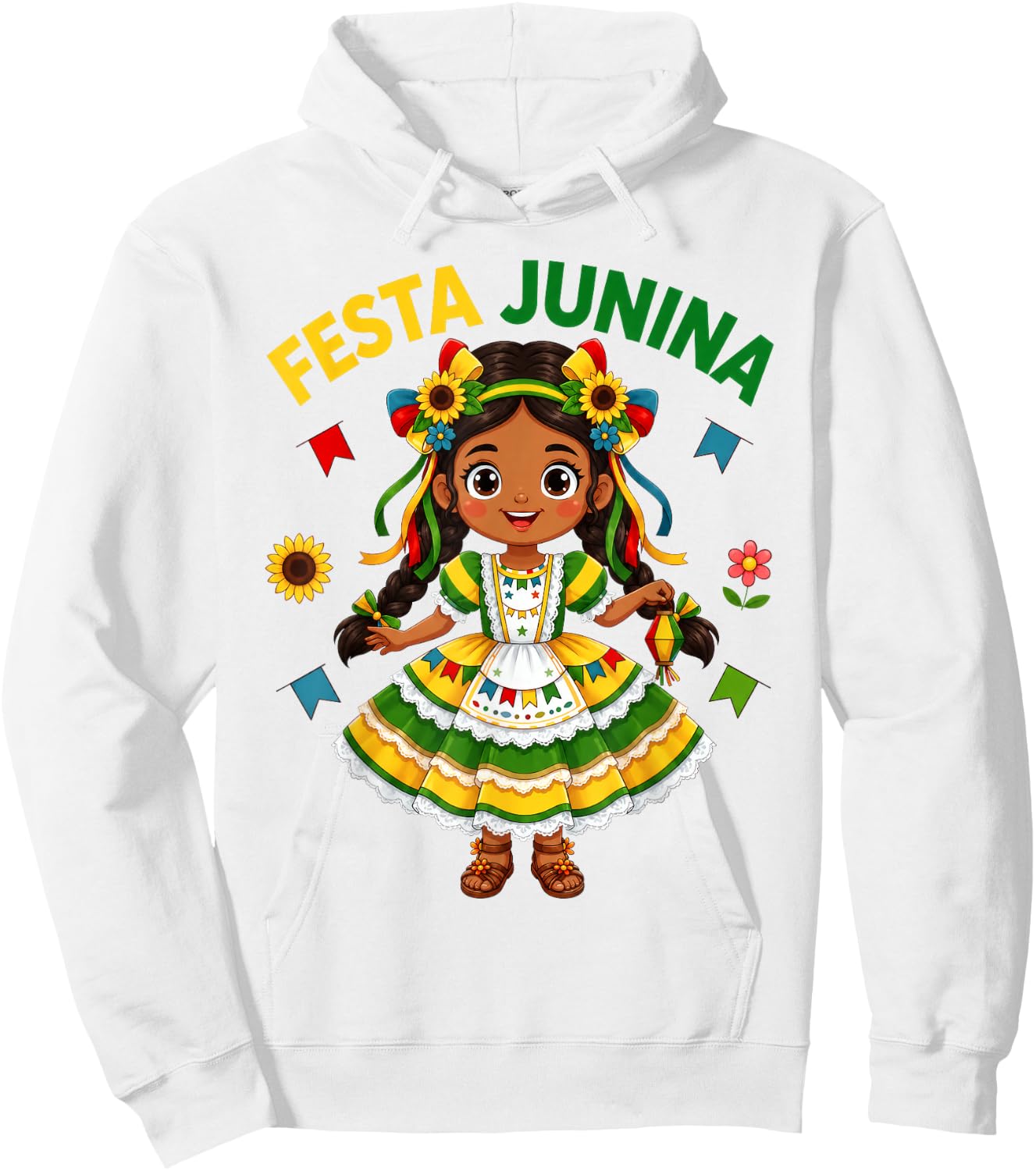 Cute Brazilian Girl Traditional Folk Dress Kids Festa Junina Hoodie - Hoodie | White