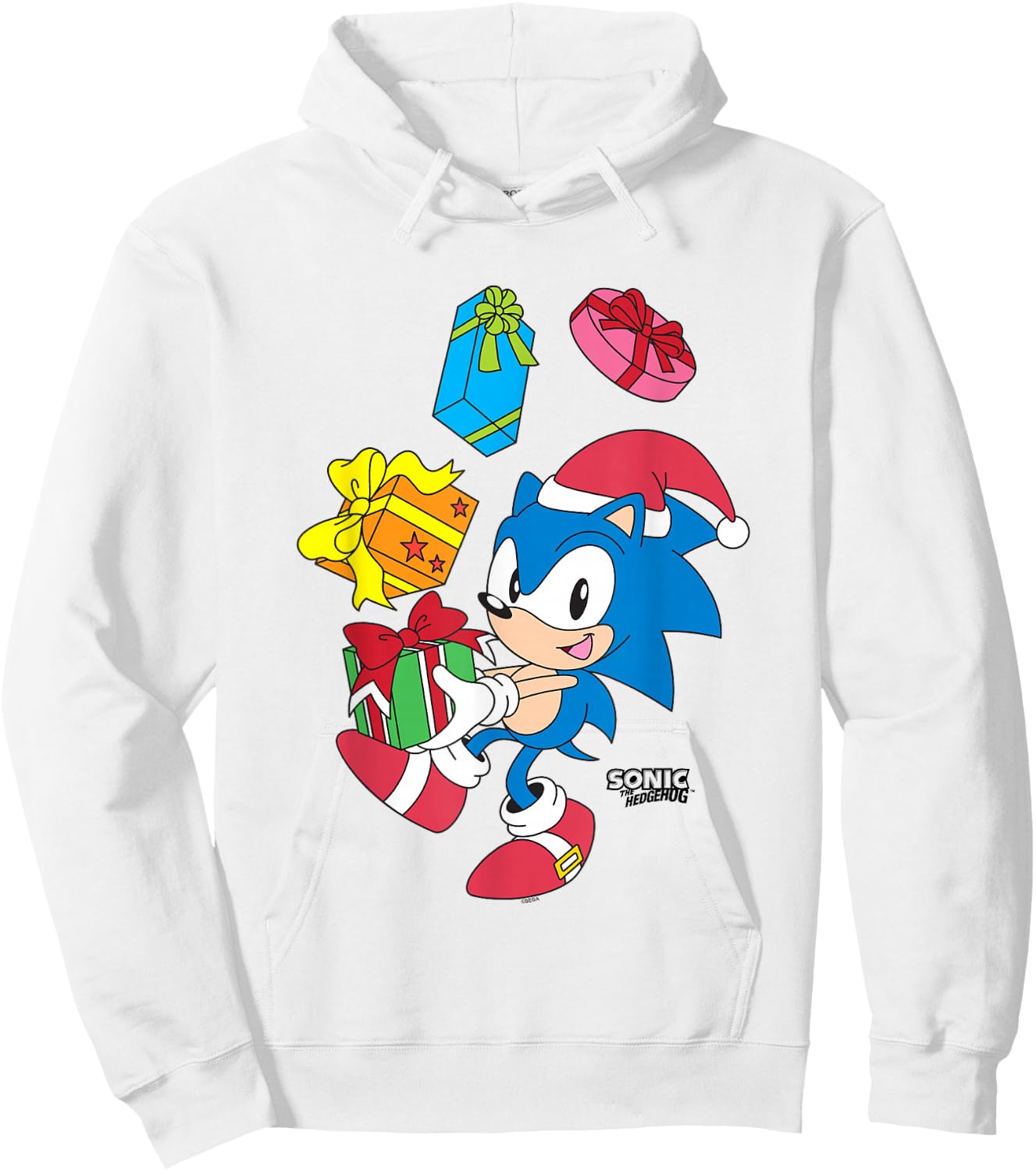 Sonic The Hedgehog Christmas Sonic Juggling Presents Hoodie - Hoodie | White