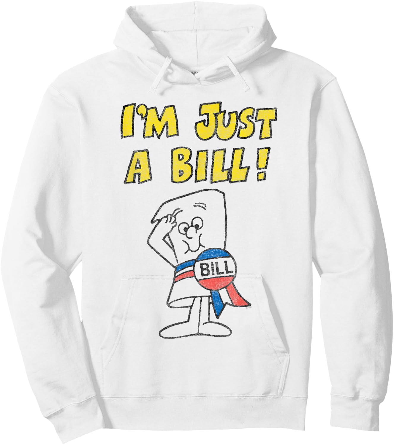 Schoolhouse Rock I'm Just a Bill Yellow Text Vintage Cartoon Hoodie - Hoodie | White