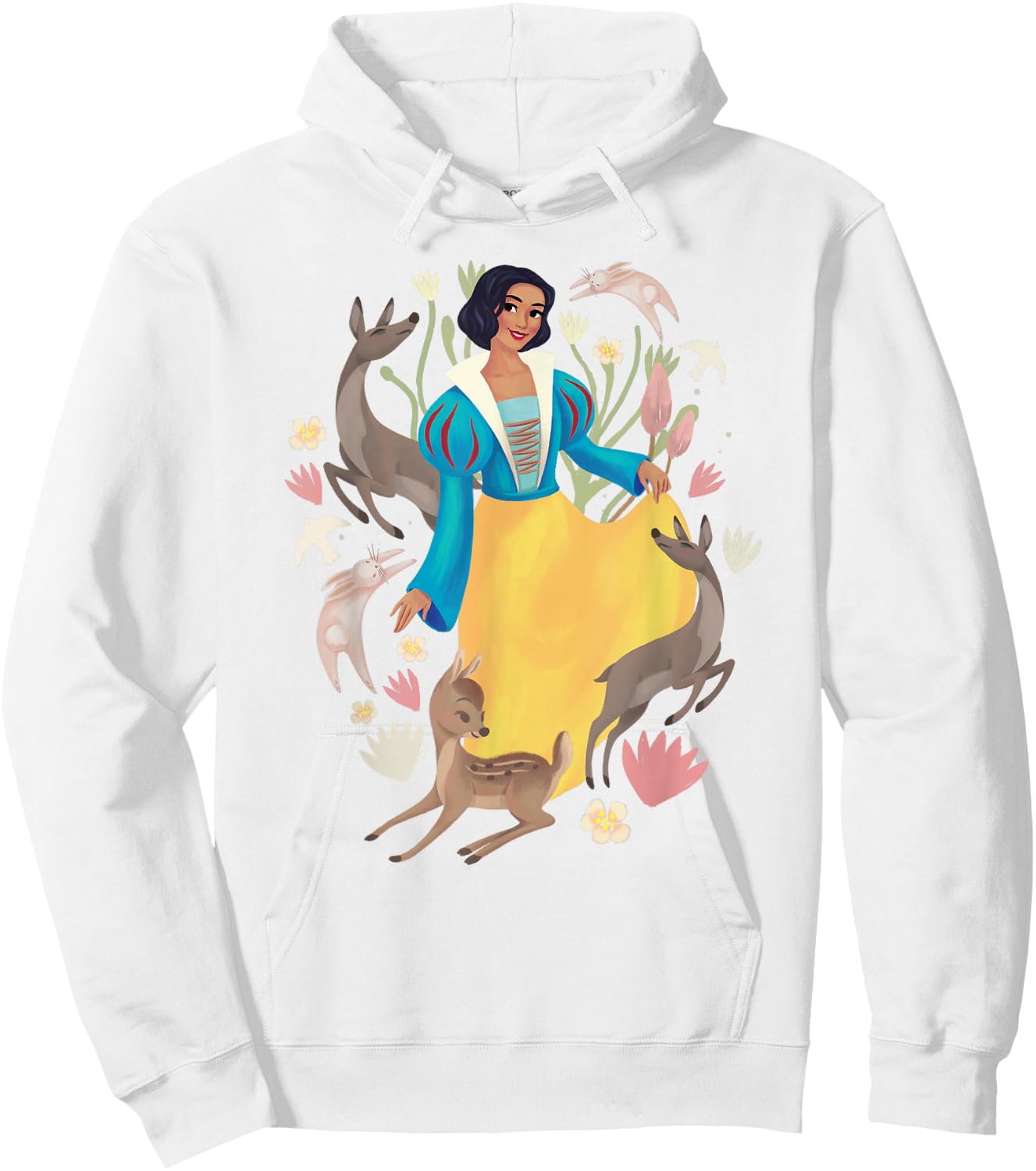 Disney Snow White Posing Among Bunnies And Deer Portrait Hoodie - Hoodie | White