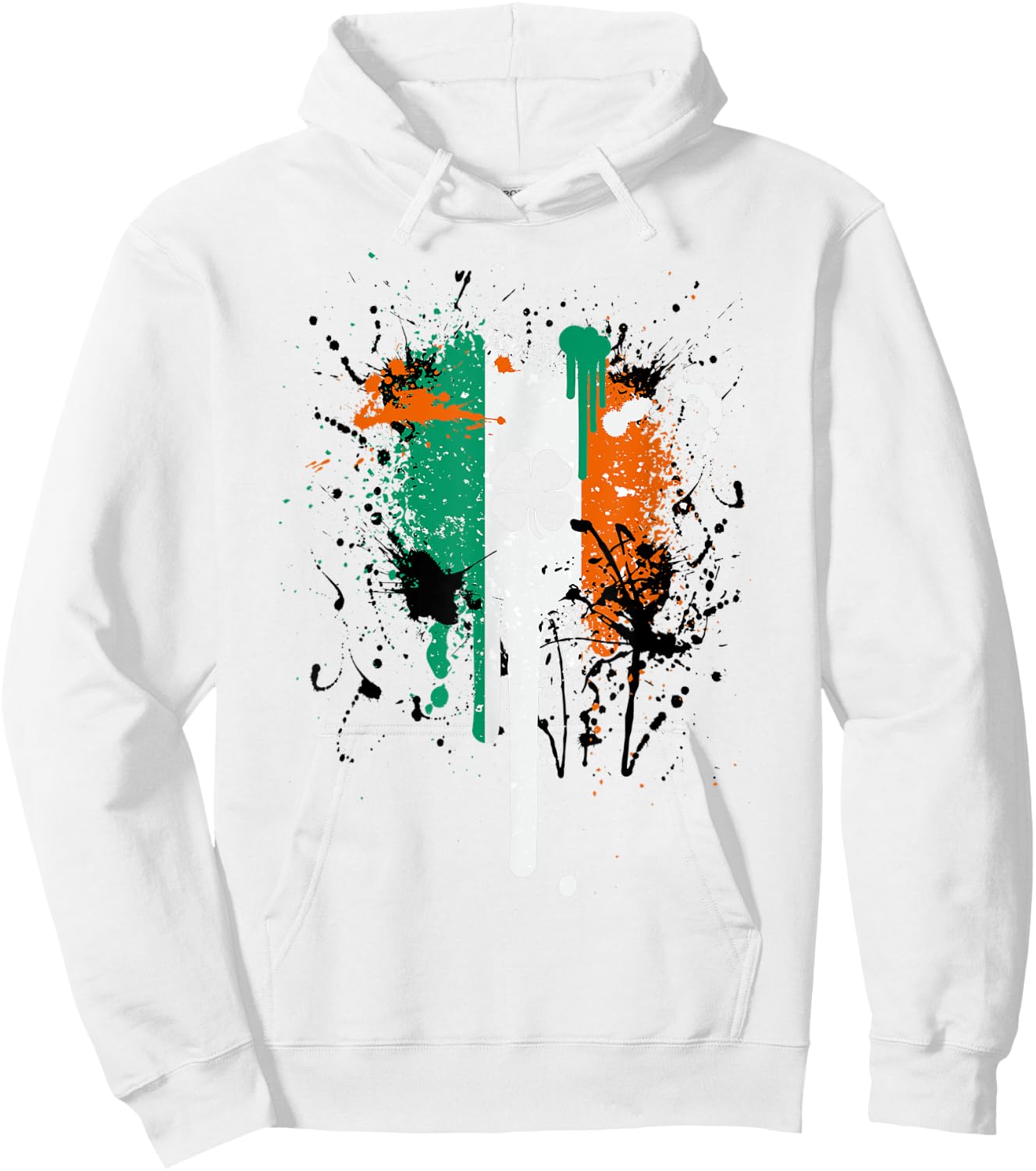 Paintsplash Irish Flag Shirt Ireland Flag Clover Eire , Green Hoodie - Hoodie | White