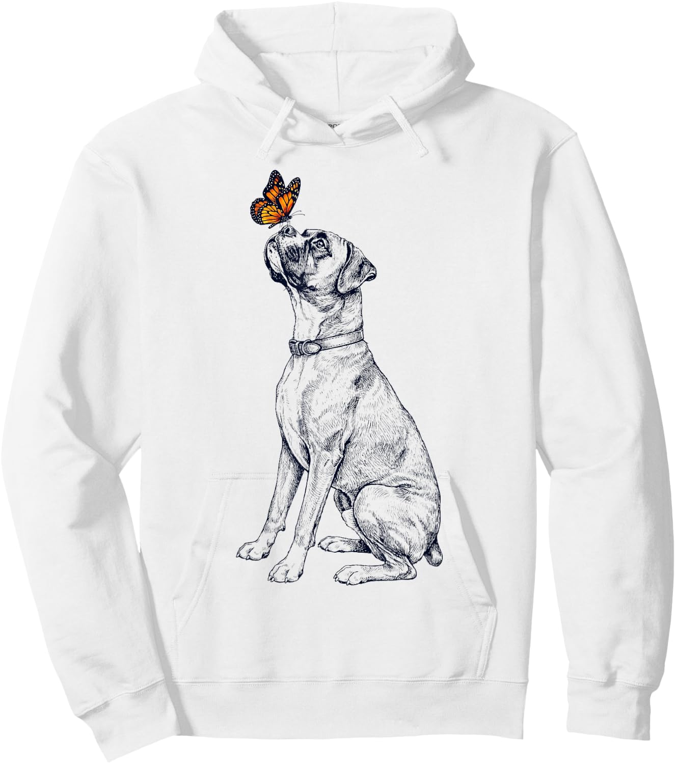 Vintage Boxer Dog with Butterfly Lover Hoodie - Hoodie | White