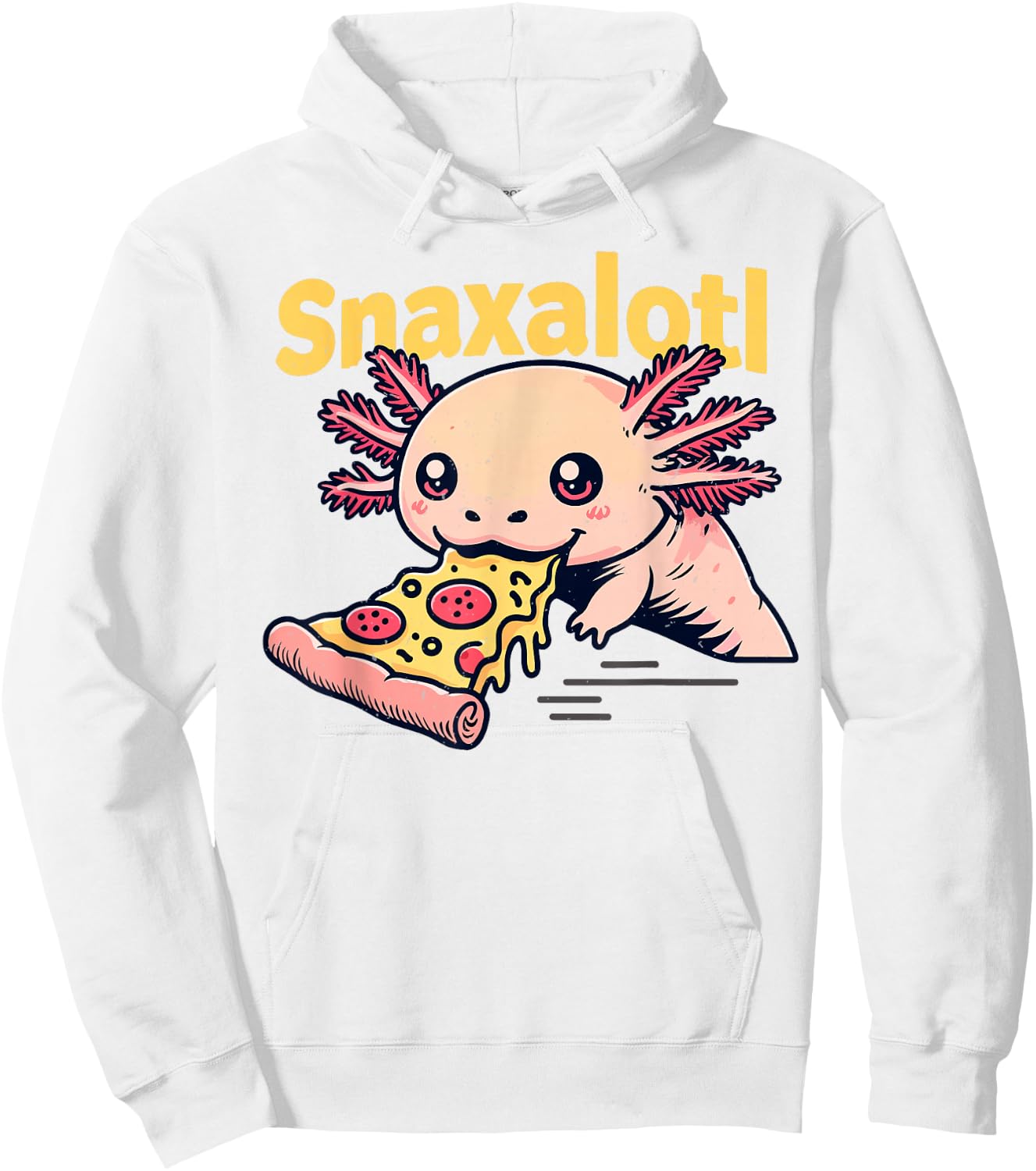 Snaxalotl Funny Axolotl Eating Pizza Snacks Lovers Boys Girl Hoodie - Hoodie | White