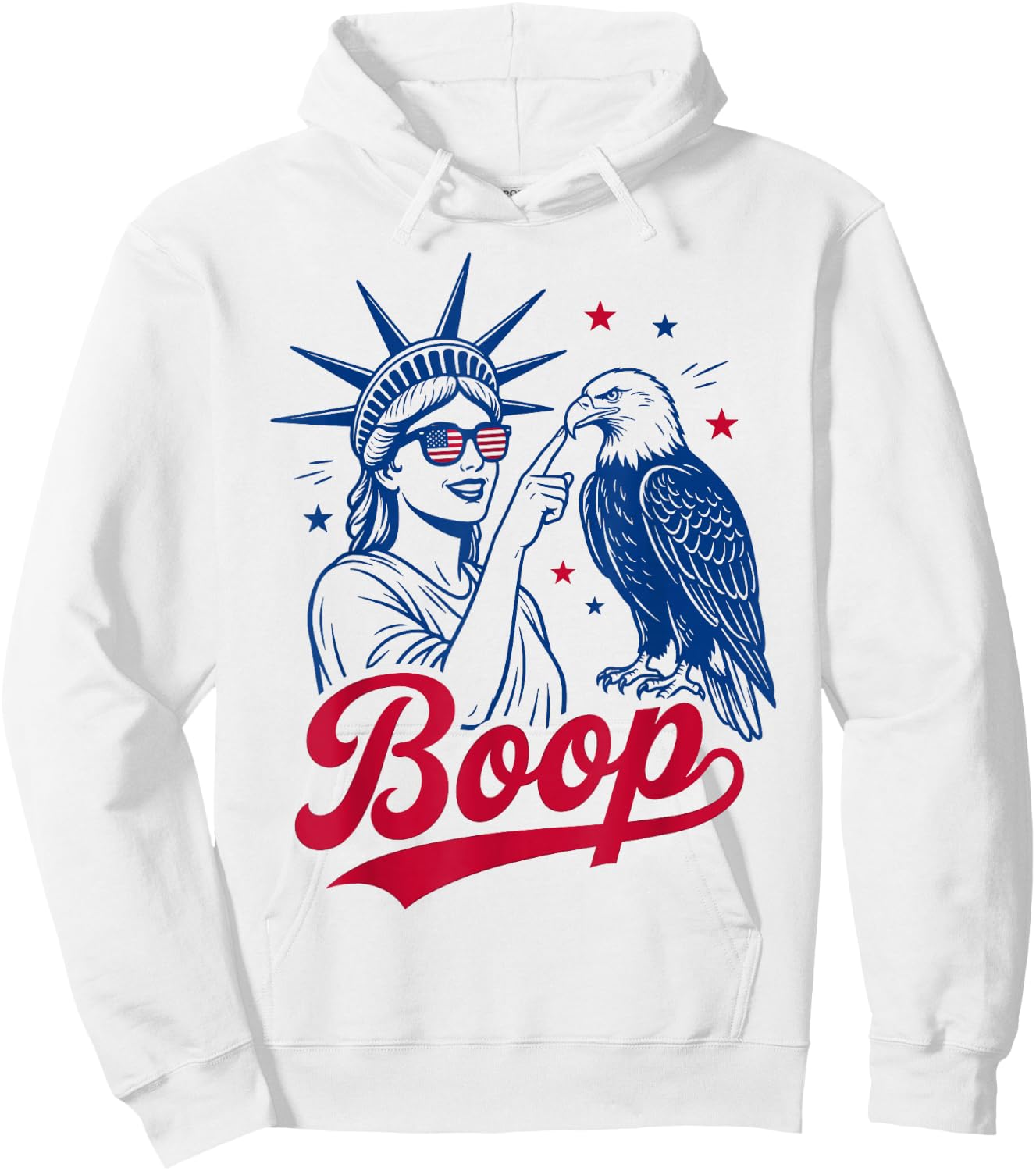 Boop Eagle Vintage USA Retro 4th July Statue of Liberty Hoodie - Hoodie | White