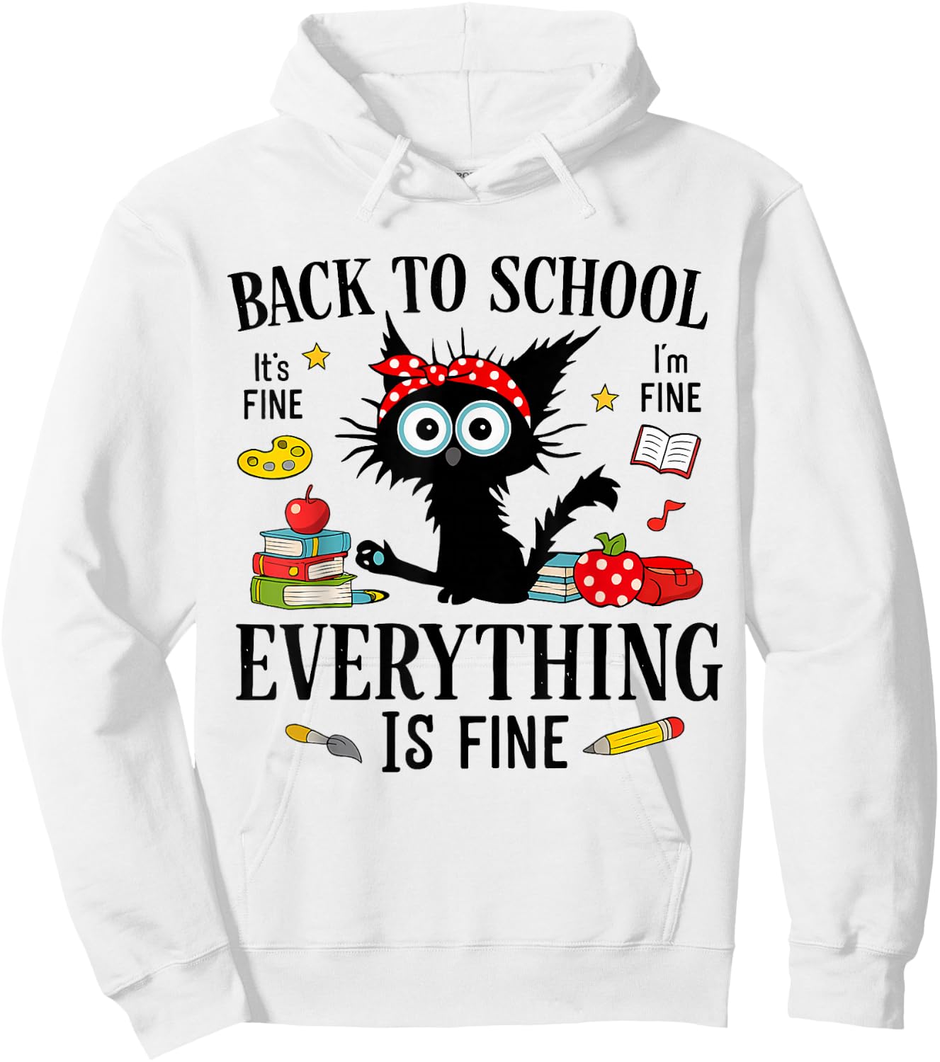 Back to School Frist Day of School Teacher & Kids Funny Cat Hoodie - Hoodie | White