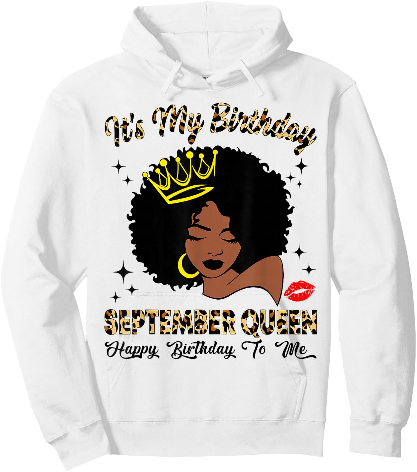 September Queen African American Black Woman Birthday Queen Hoodie - Hoodie | White