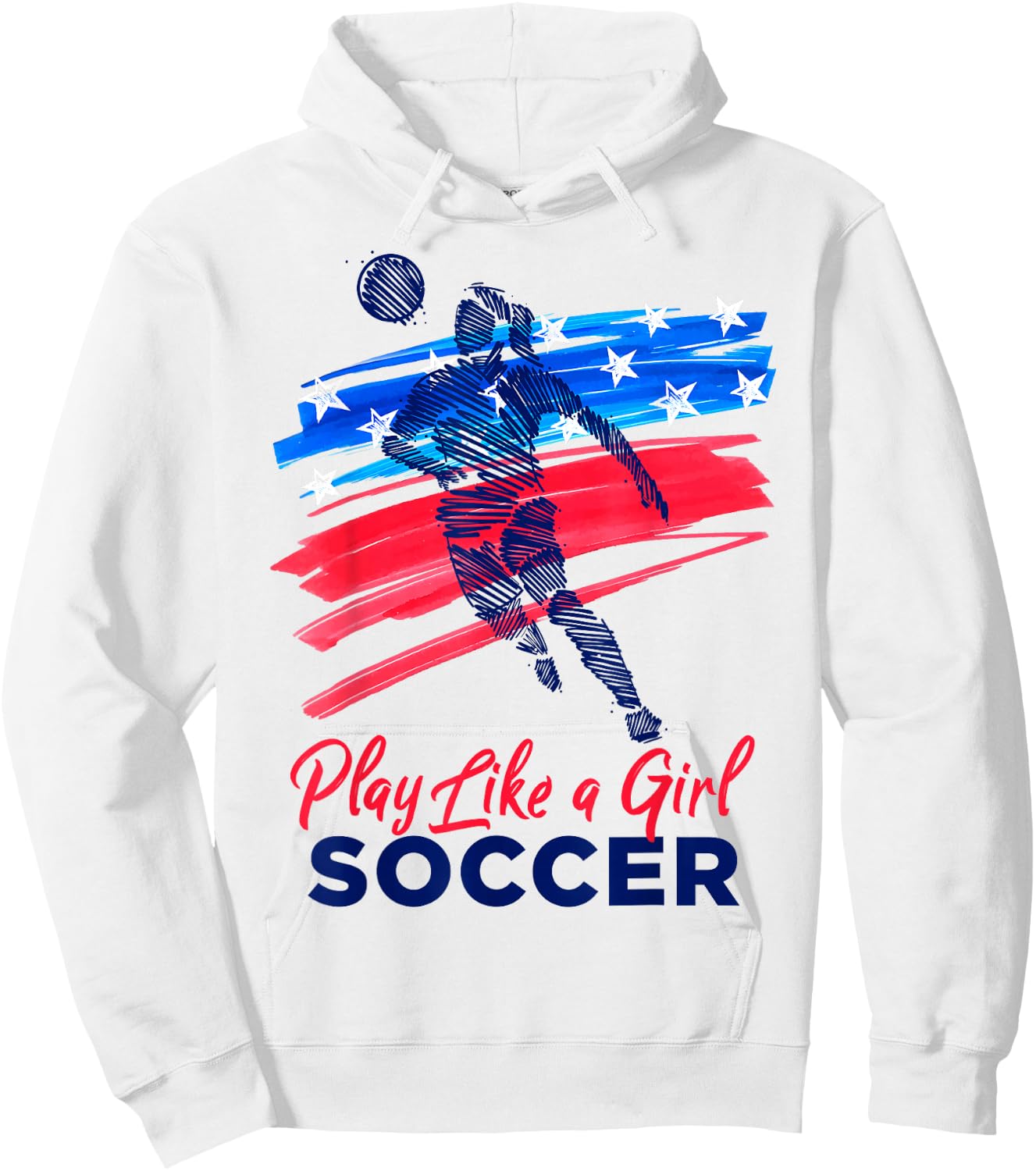 Play Like a Girl Soccer Sport Kids Girl Teen Football Hoodie - Hoodie | White