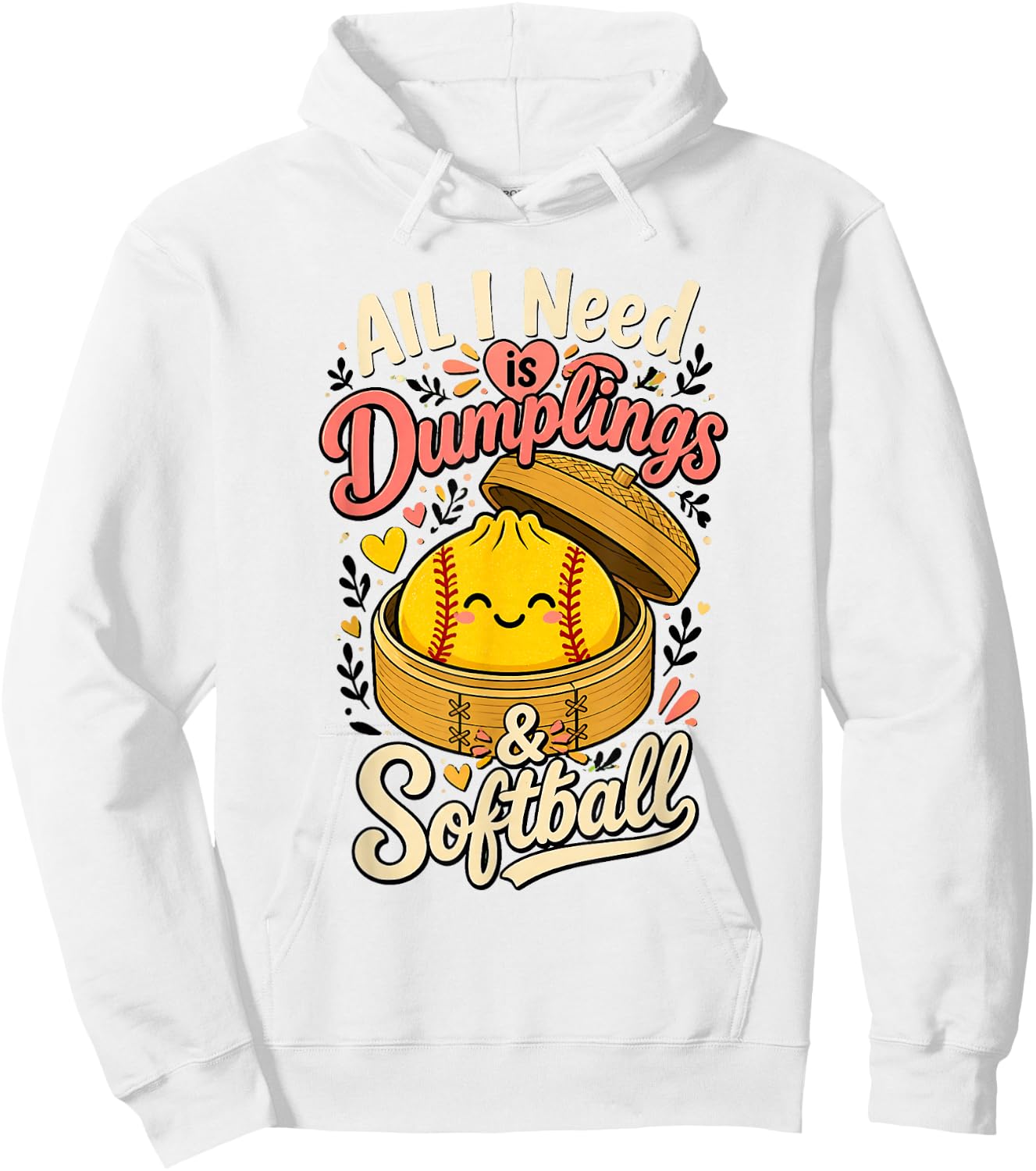 All I Need is Dumplings & Softball Hoodie - Hoodie | White