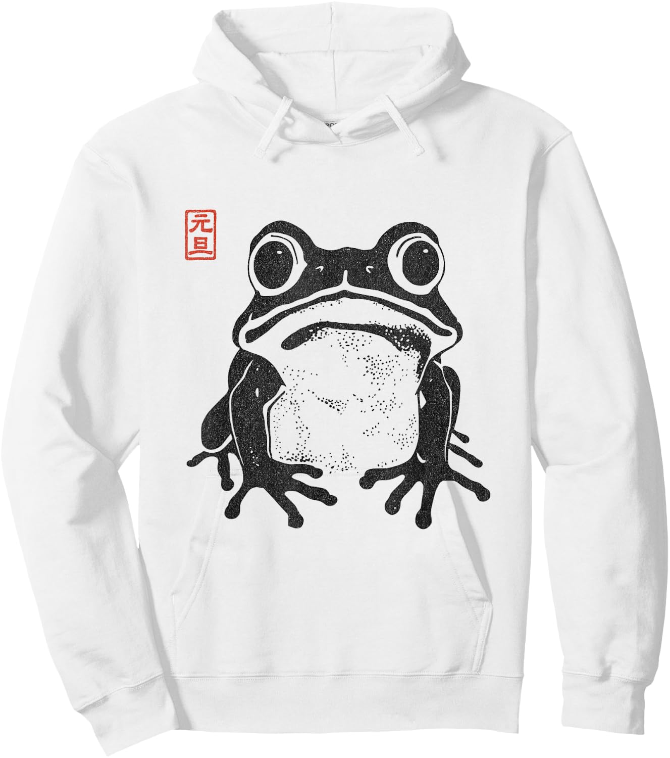 Japanese Aesthetic Frog Grumpy Toad Hoodie - Hoodie | White