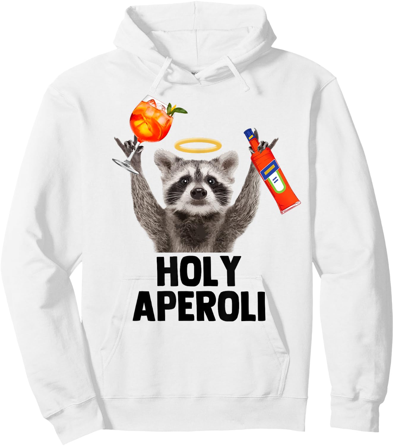 HOLY APEROLI X Raccoon Meme Racoon X Aperoly Pedro Spritz , White Hoodie - Hoodie | White