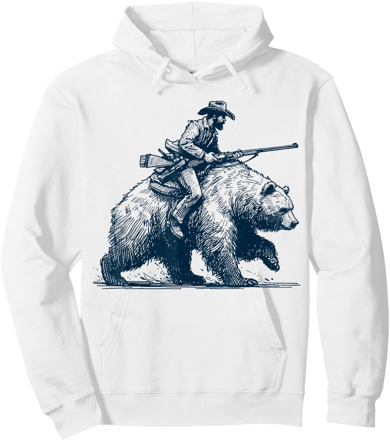 Funny Lumberjack Cowboy Riding on a Bear Hoodie - Hoodie | White