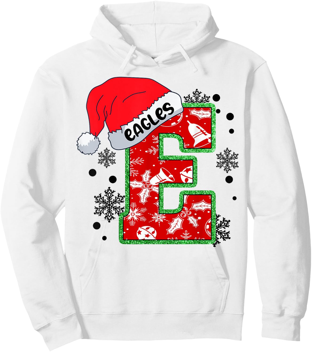 Christmas Mascot Santa Hat Xmas Eagles Hoodie - Hoodie | White