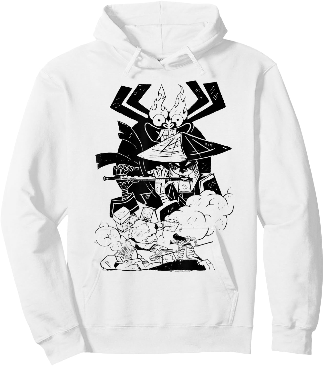 Samurai Jack Aku Scaramouche Battle Hoodie - Hoodie | White