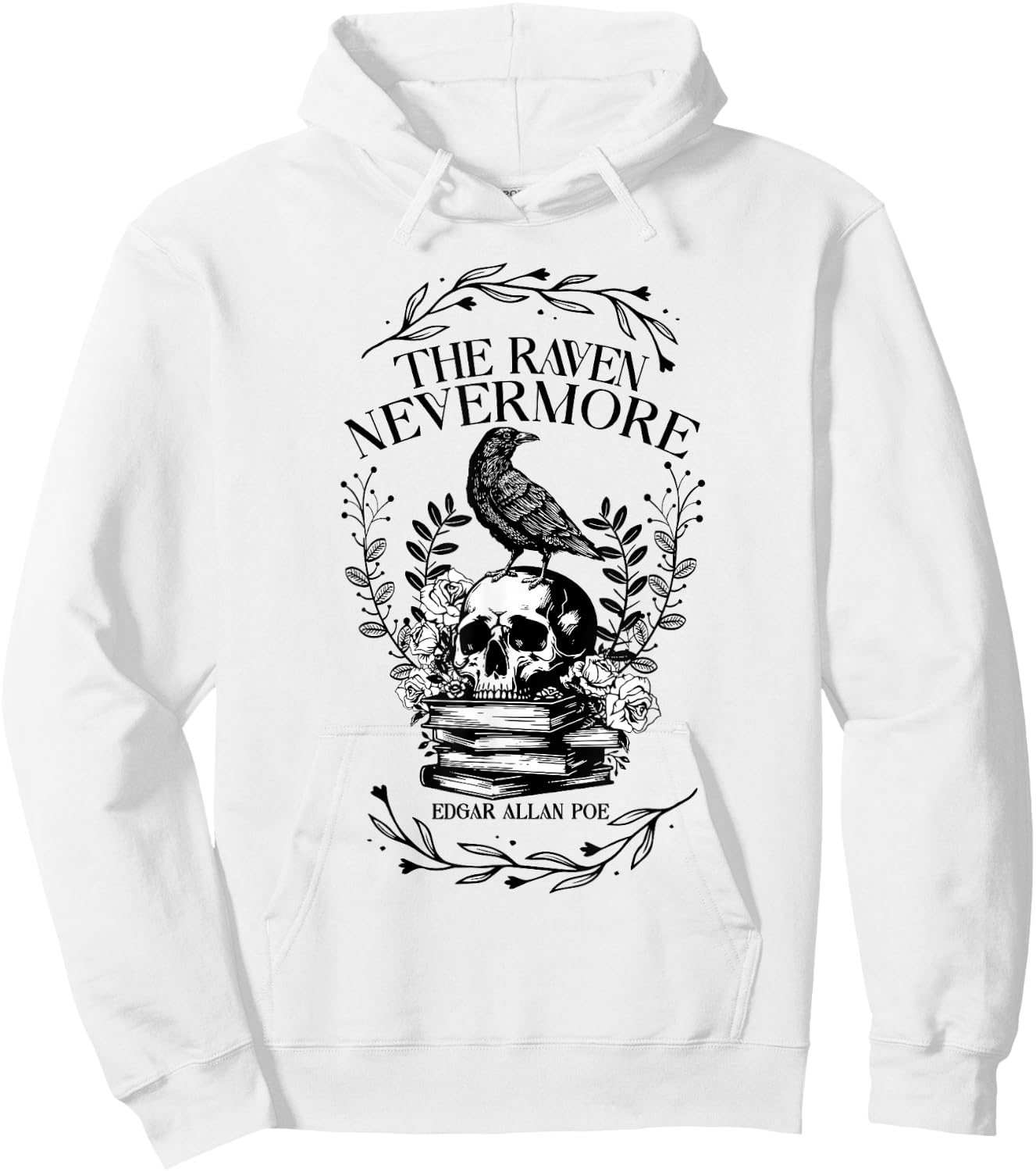 Vintage The Raven Nevermore by Edgar Allan Poe Hoodie - Hoodie | White