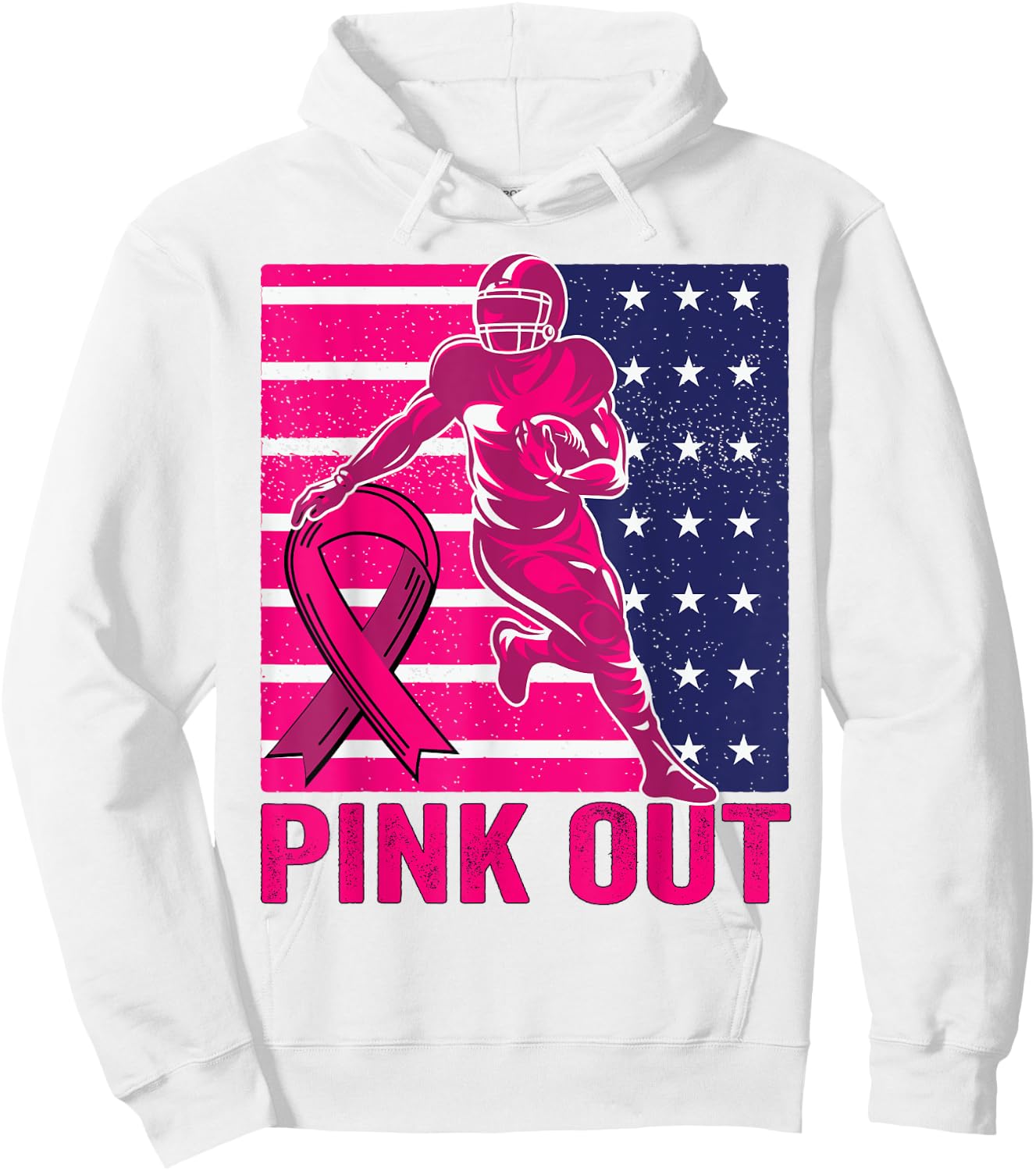 Pink Out Breast Cancer Awareness Football Breast Cancer Hoodie - Hoodie | White