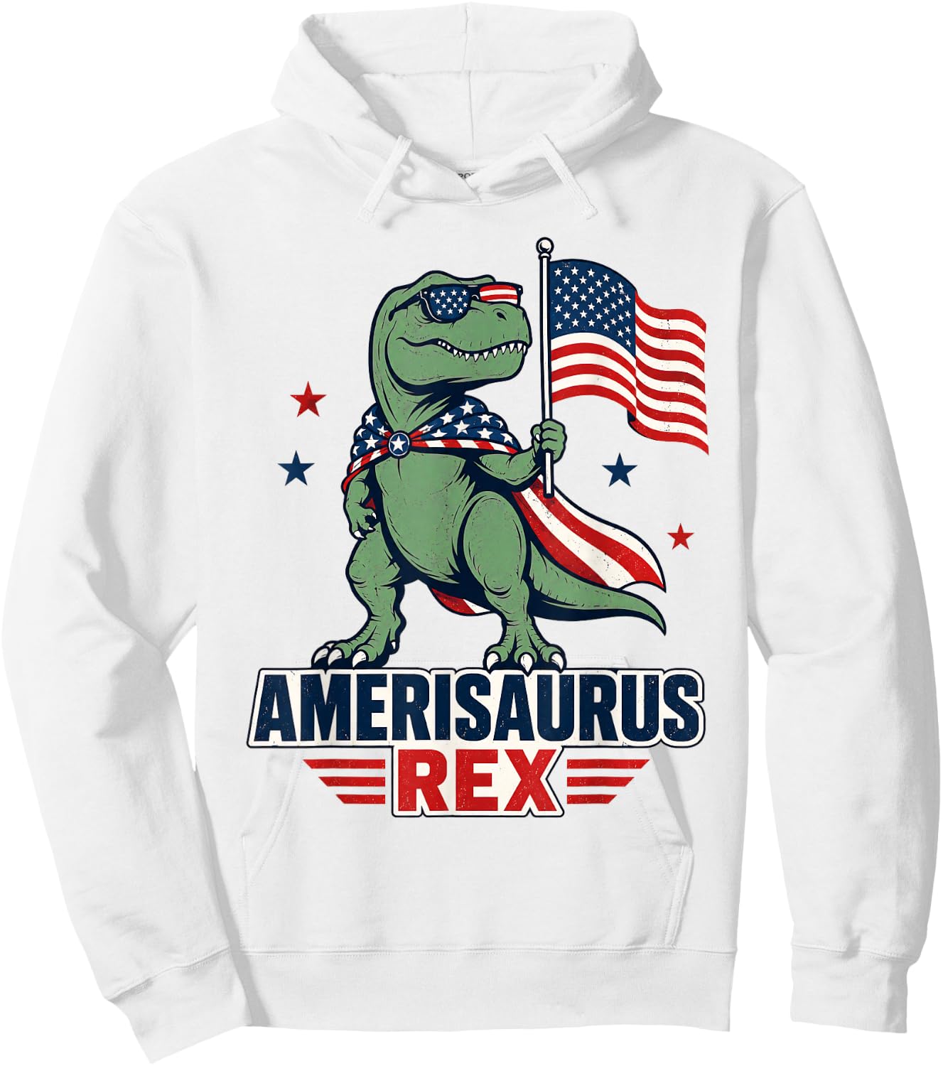 Dinosaur 4th of July T Rex Funny Amerisaurus Rex Boys Men Hoodie - Hoodie | White