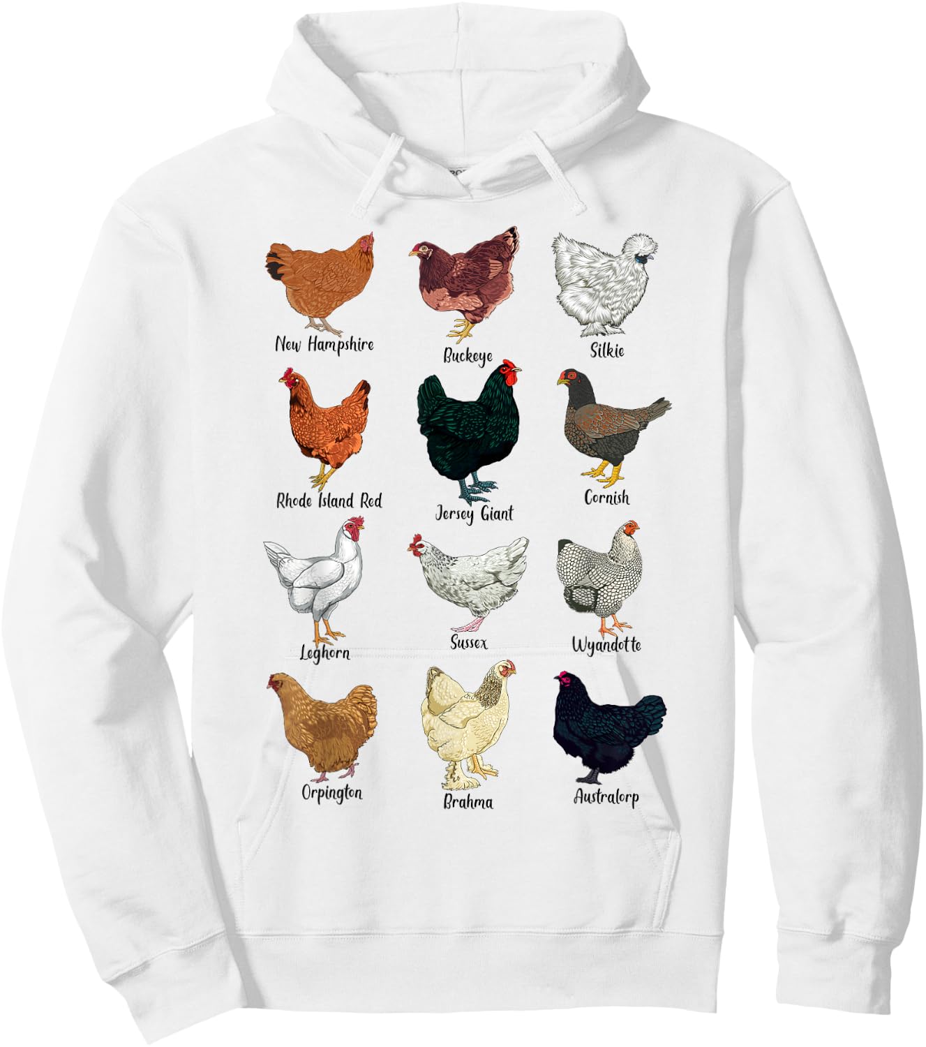 Various Chickens - Chicken Breeds , blue Hoodie - Hoodie | White