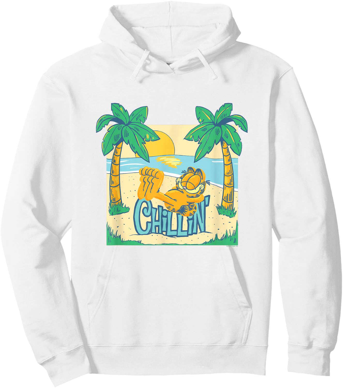 Garfield Chillin' at the Beach Summertime Cartoon Cat Hoodie - Hoodie | White