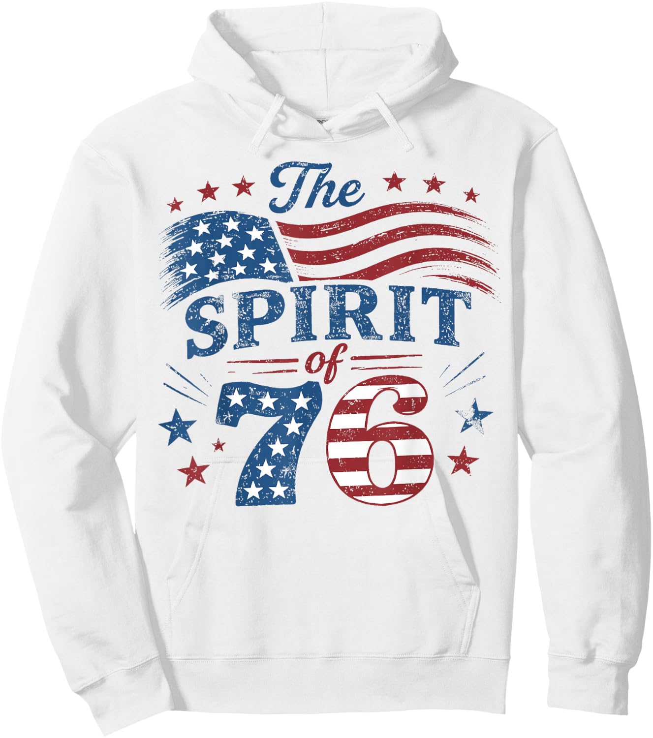 Retro The Spirit of 76 American Flag USA Fourth of July Hoodie - Hoodie | White