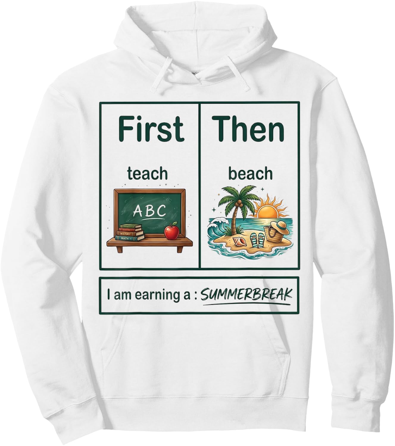 First Teach Then Beach Funny Teacher Summer Break Vacation Hoodie - Hoodie | White