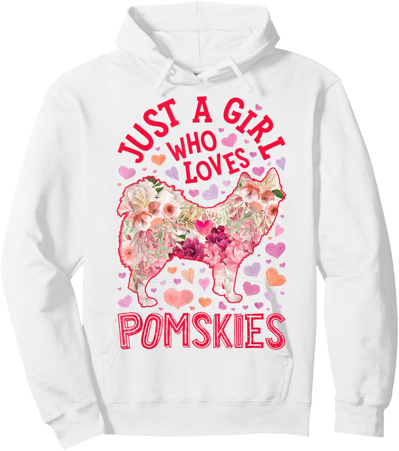 Pomsky Just A Girl Who Loves Pomskies Dog Flower Cute Floral Hoodie - Hoodie | White