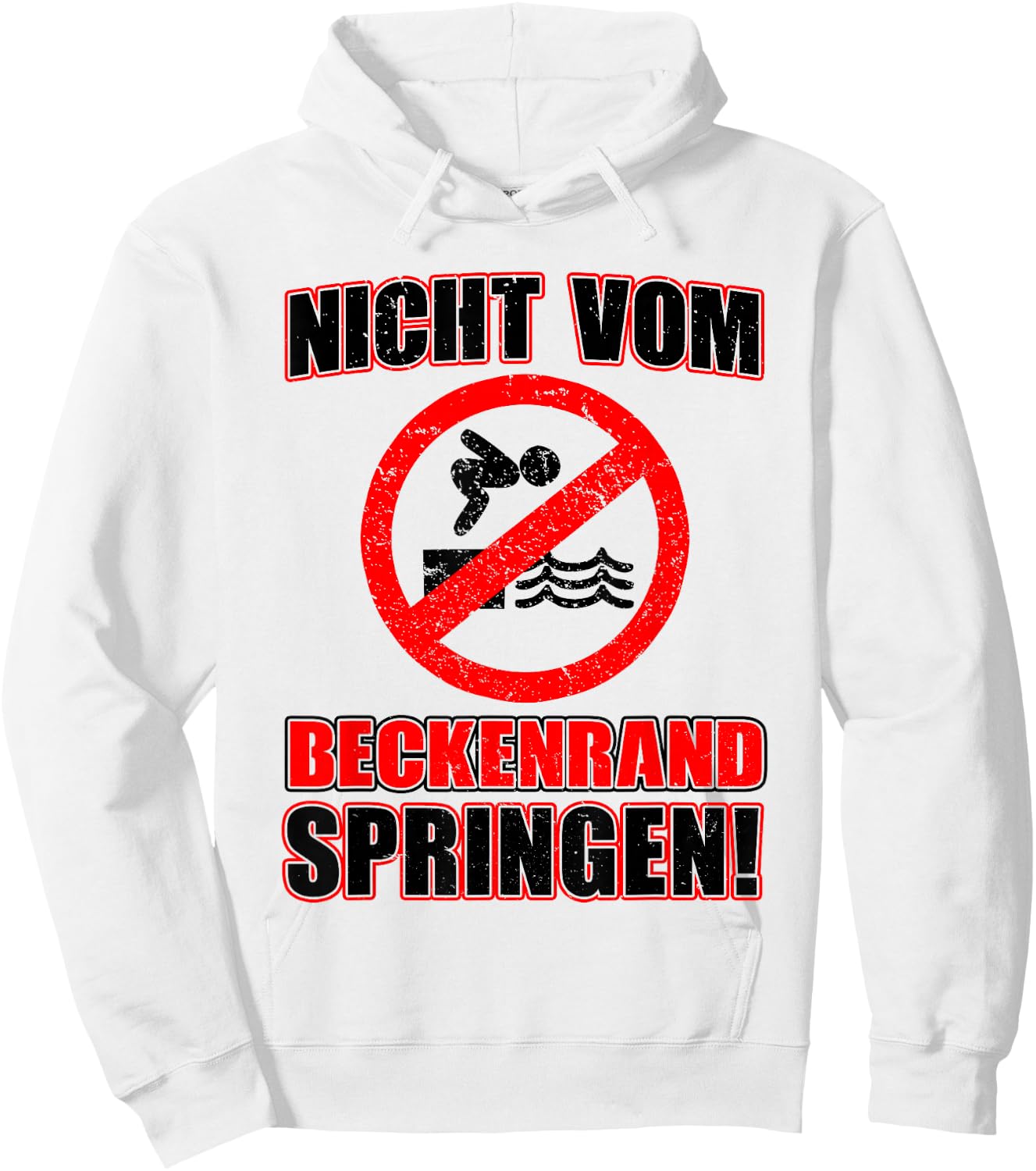 Bademeister DLRG Nicht vom Beckenrand Jumping [German Language, White, s Hoodie - Hoodie | White