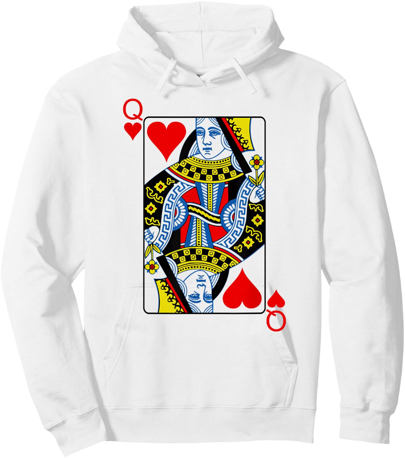 Playing Card Queen Of Hearts I Heart Lady , White, s Hoodie - Hoodie | White