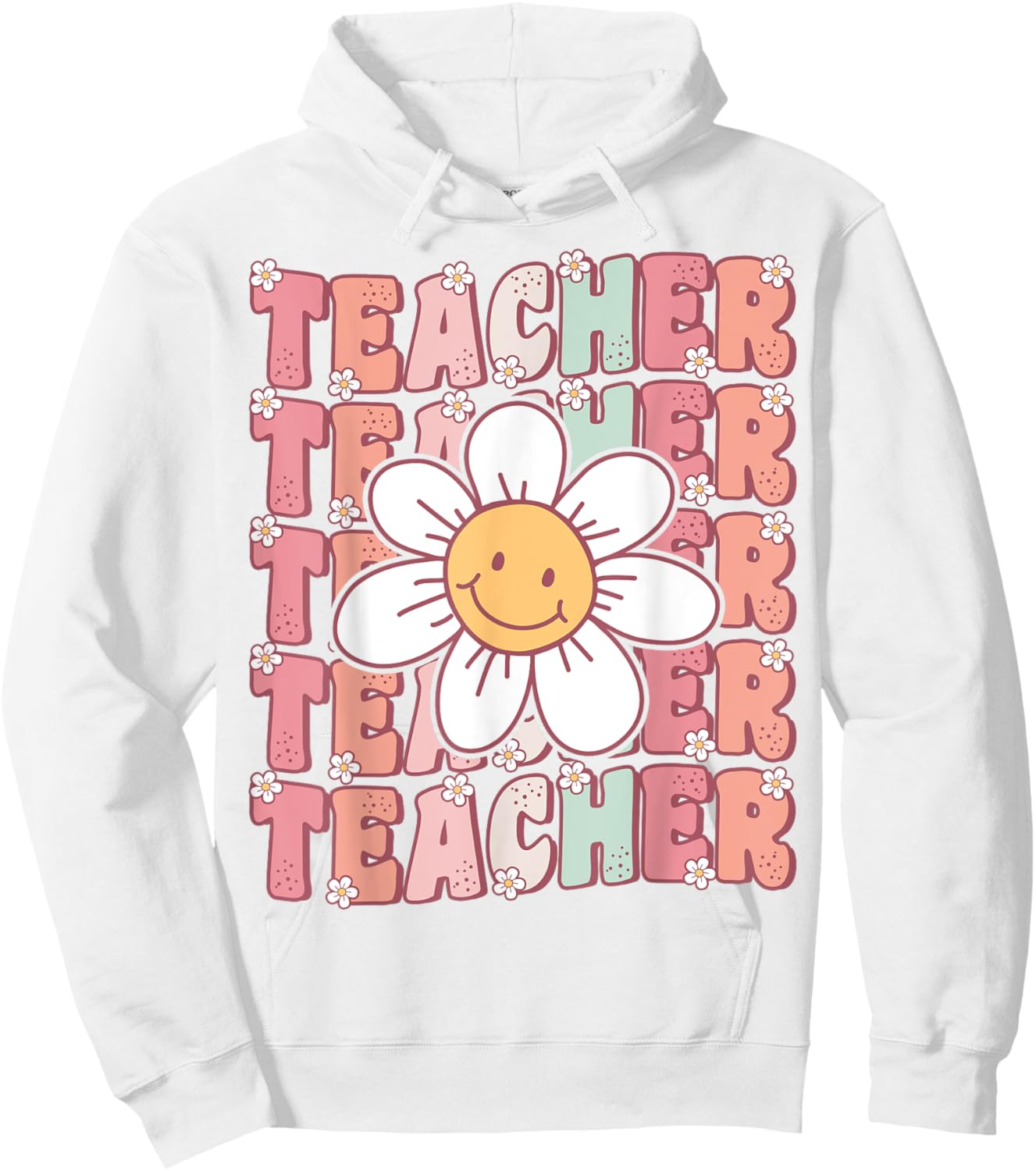 Groovy Teacher Cute 70s Daisy Flower Retro Back to School Hoodie - Hoodie | White