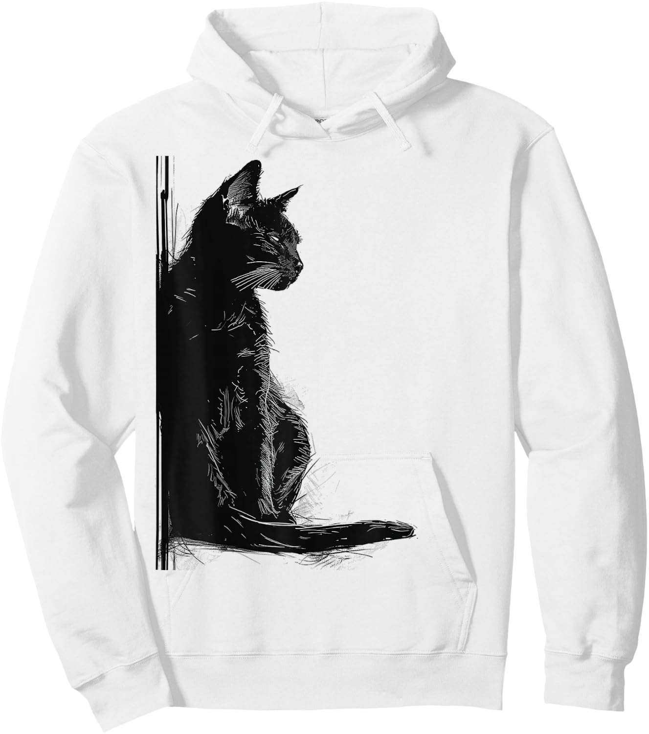Katze Abstrakte Zeichnung Kunst Tier Illustration Grafik Katze Hoodie - Hoodie | White