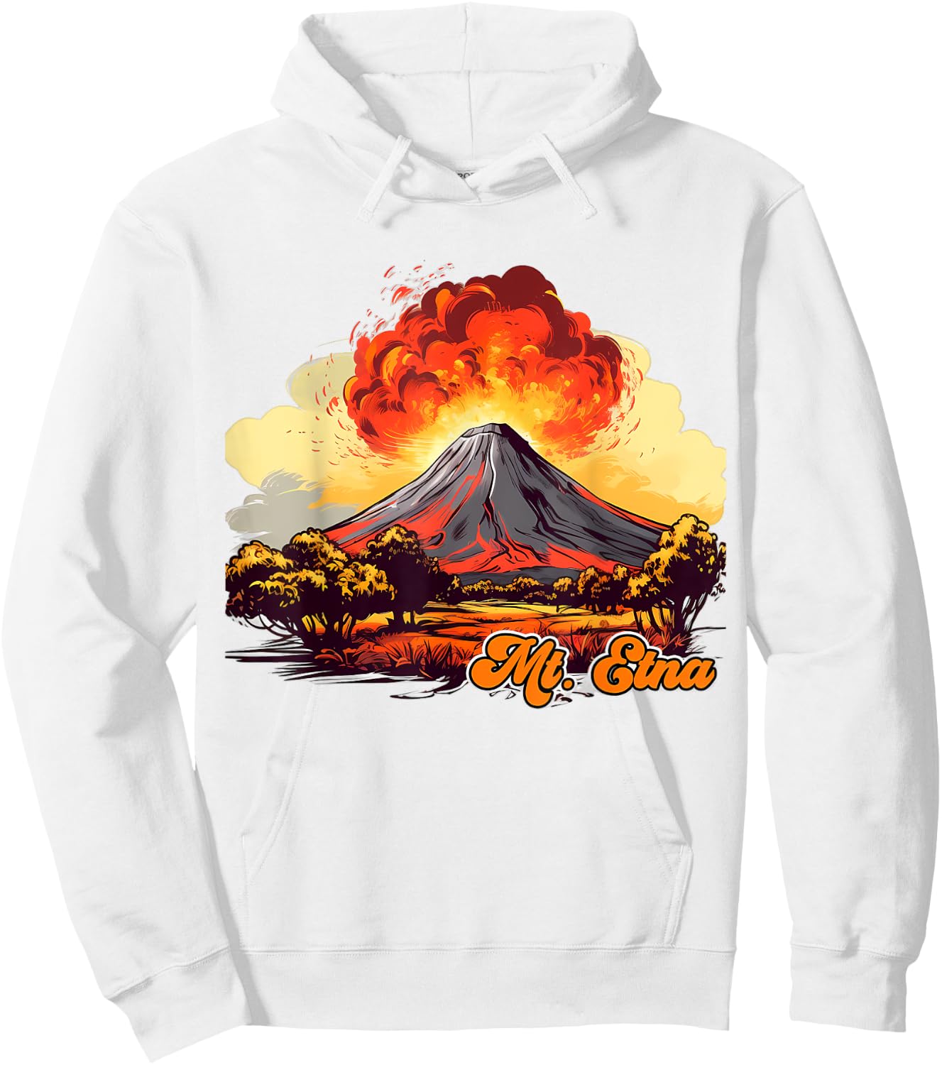 Retro Style Mount Etna Hoodie - Hoodie | White