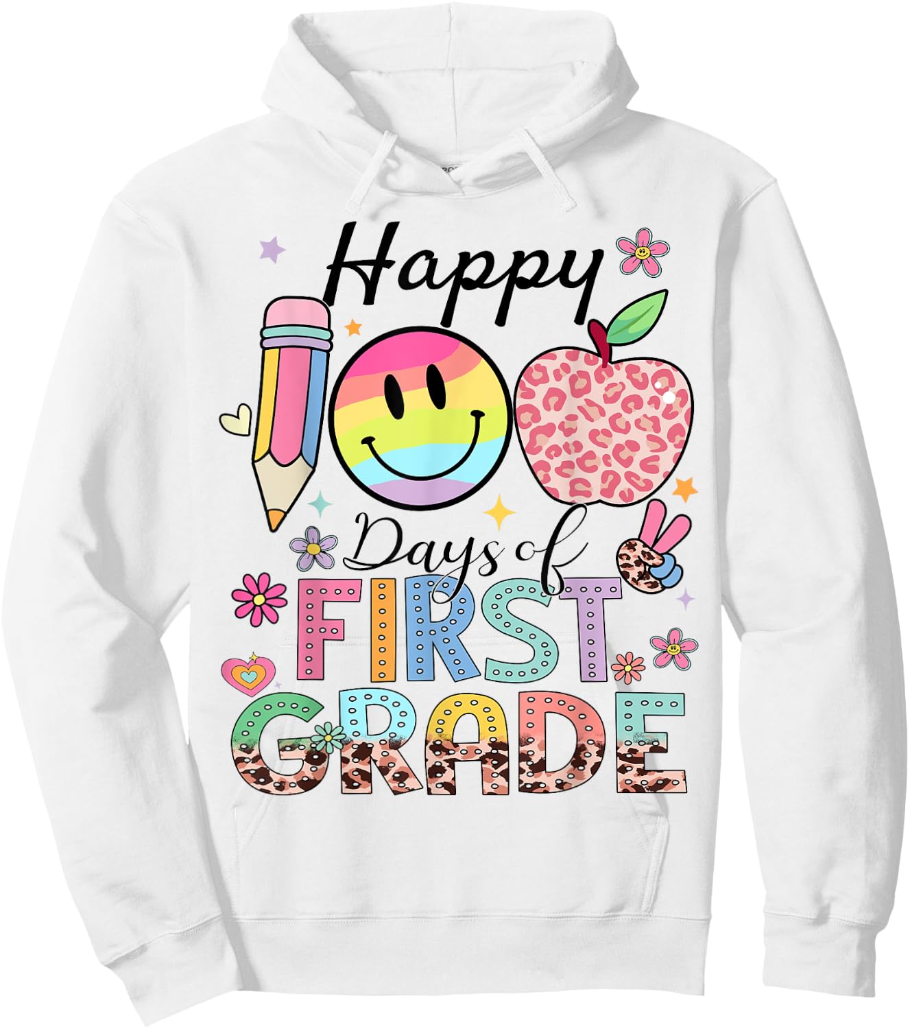 Happy 100 Days 1st Grade Kids Boys Girls 100 Days Smarter Hoodie - Hoodie | White