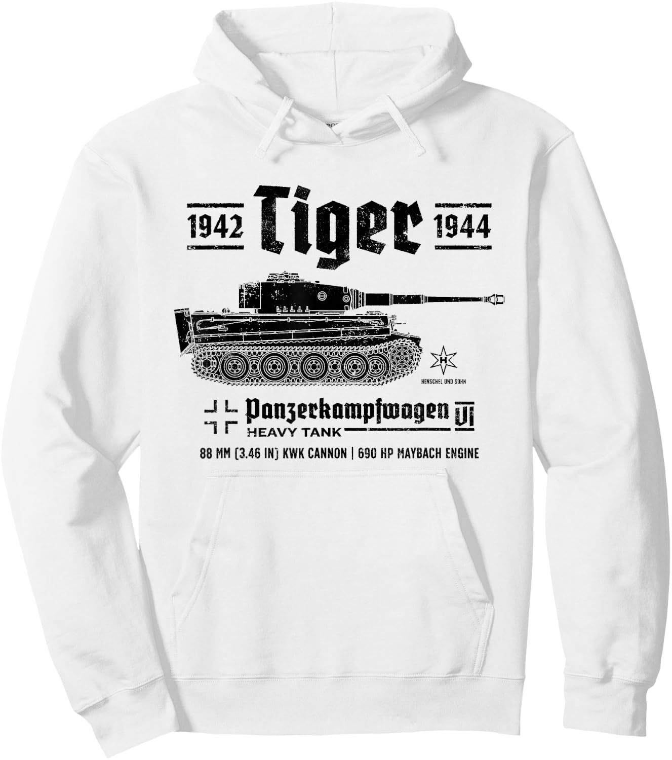 Tiger Panzer PzKpfw VI Second World War Vintage Hoodie - Hoodie | White