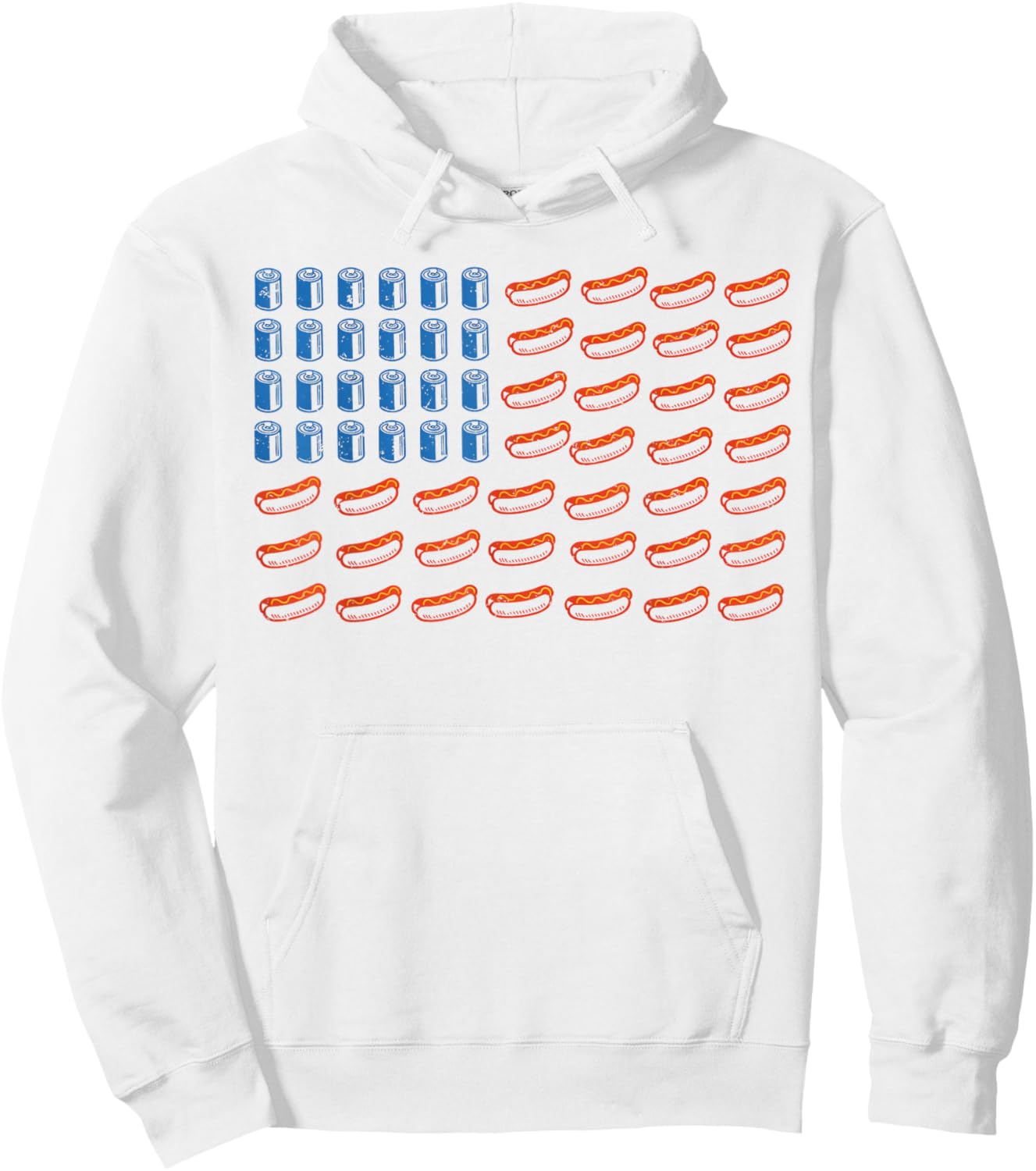 Hot Dog American Flag Patriotic Funny 4th of July BBQ Hoodie - Hoodie | White