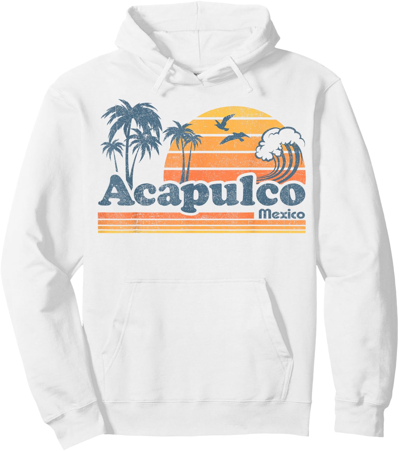 Acapulco Mexico Beach Summer Vacation Sun Vintage 70's Retro Hoodie - Hoodie | White