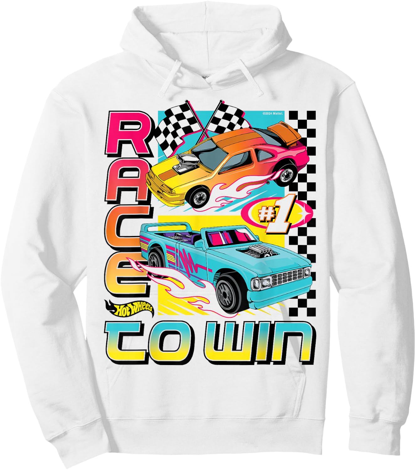 Hot Wheels — Rennen um den Sieg in flammenden Autos Hoodie - Hoodie | White