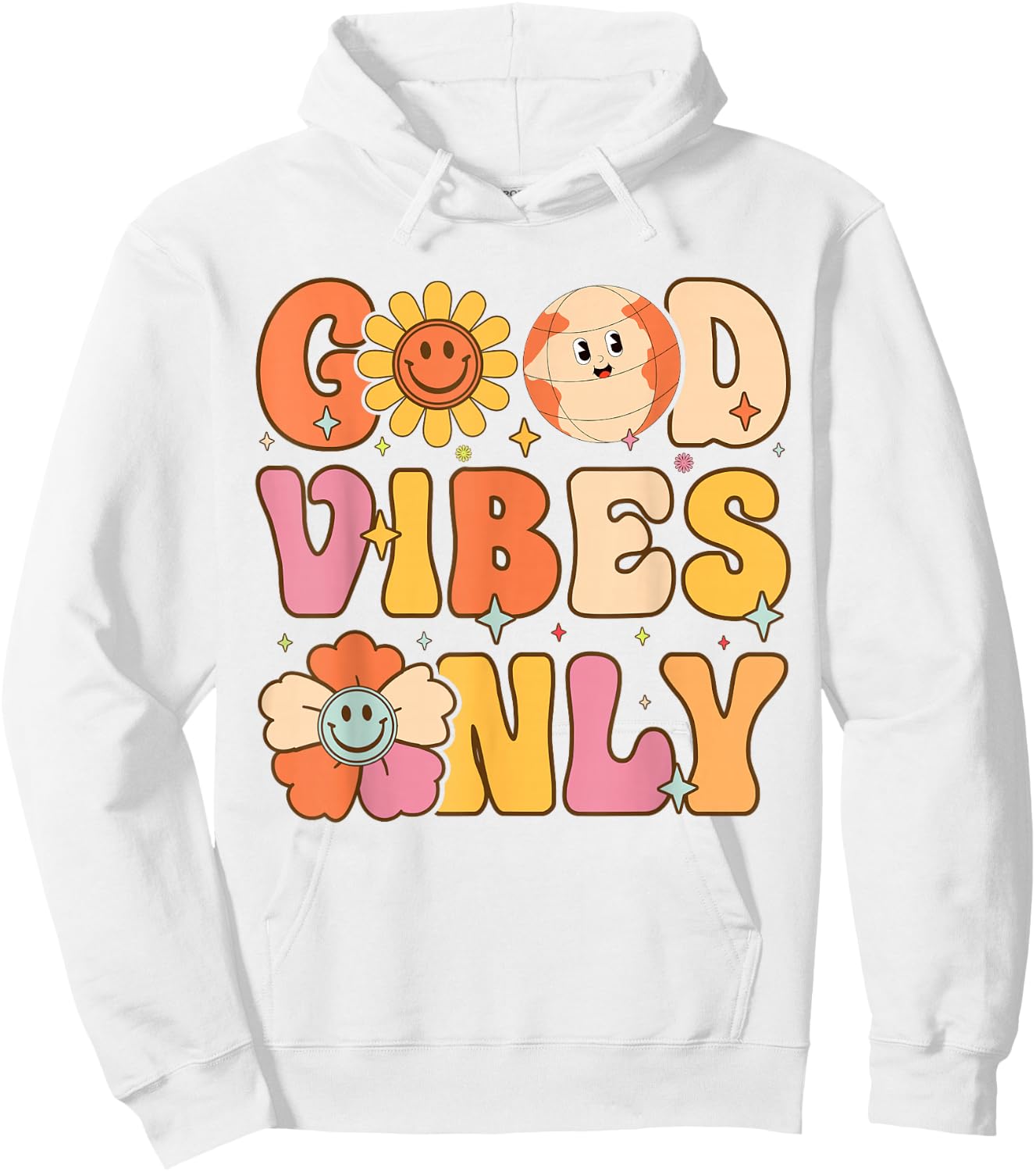 Good Vibes Only Peace Love 60s 70s Tie Dye Groovy Hippie Hoodie - Hoodie | White